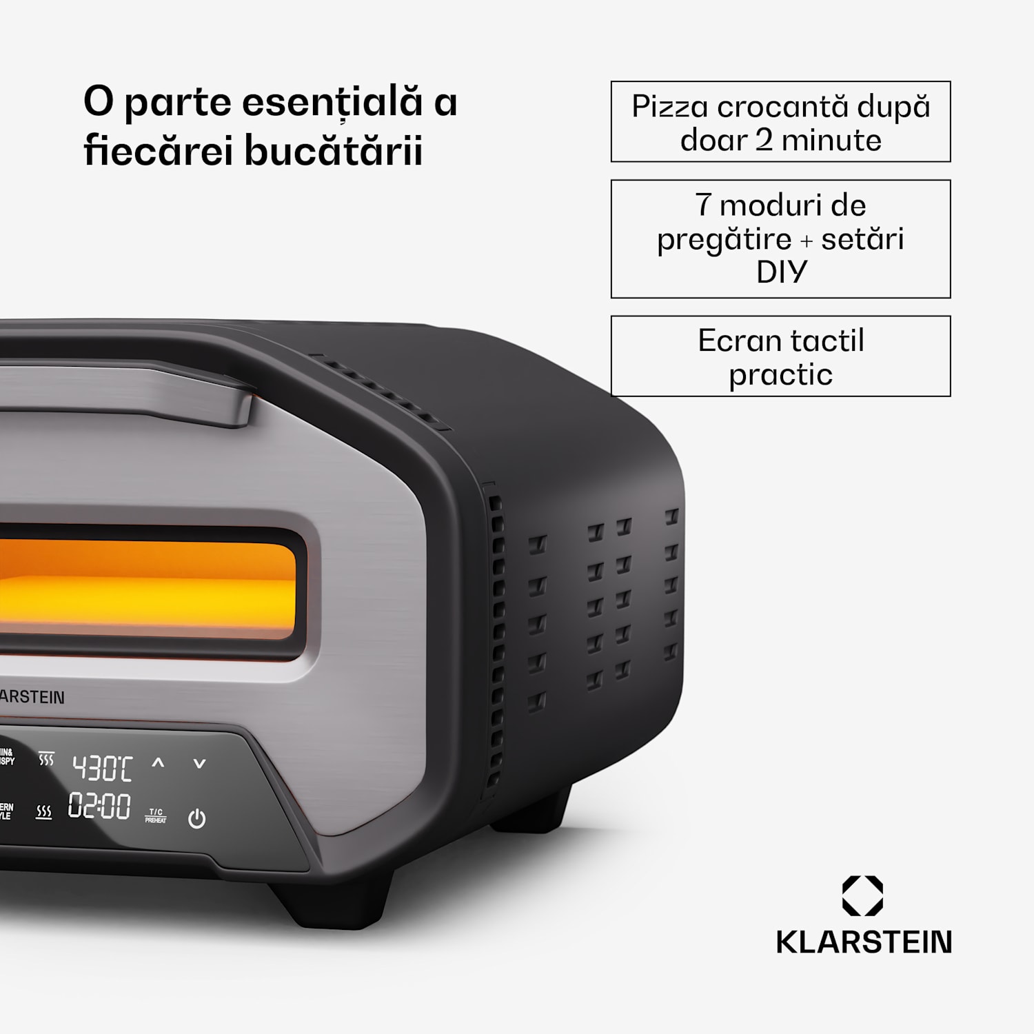 Cuptor electric pentru pizza PizzaForno cu 1 700 W, 7 programe + funcție de memorie, afișaj digital 