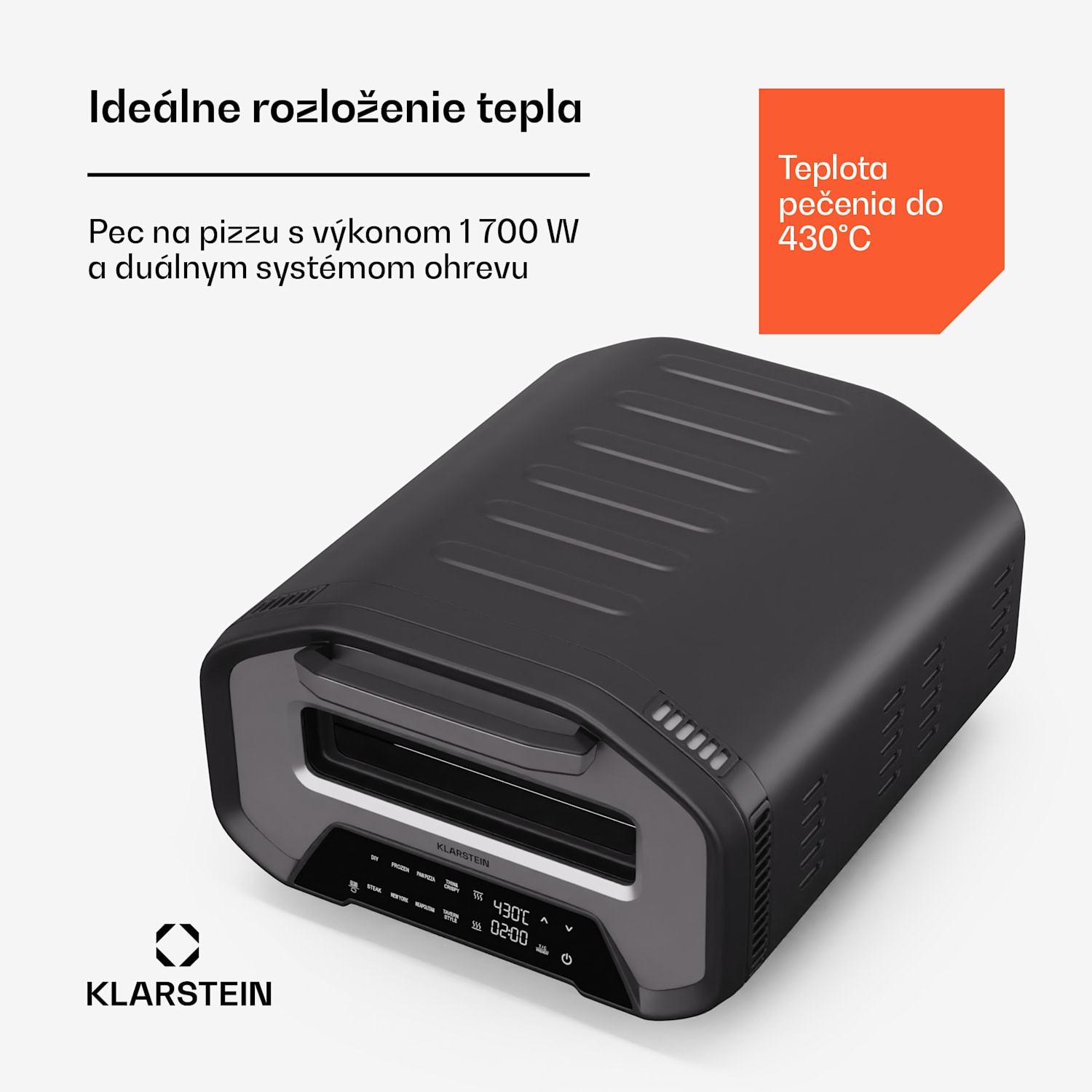 PizzaForno elektrická pec na pizzu s výkonom 1 700 W, 7 programov + pamäťová funkcia, digitálny displej 