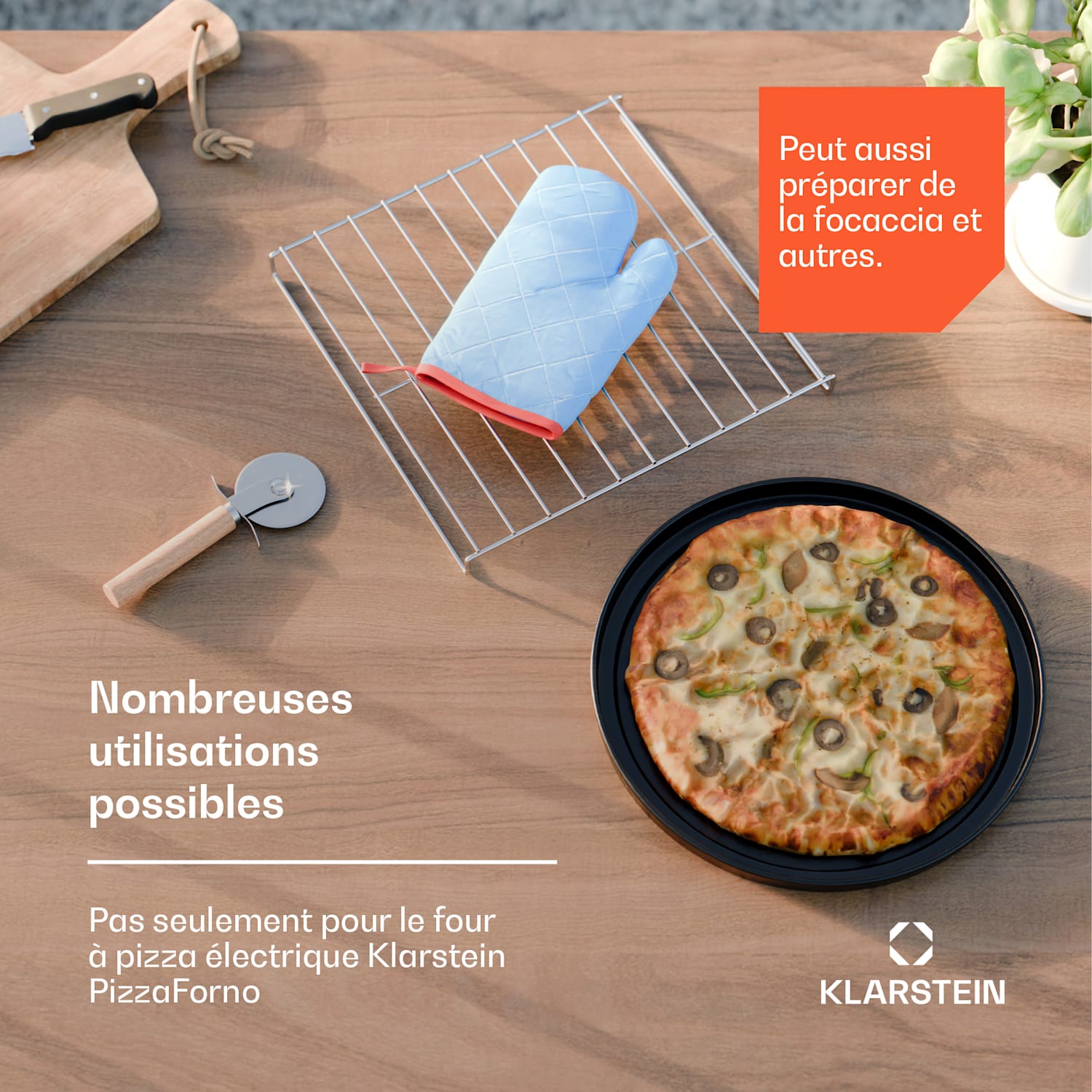 PizzaForno 4-delige accessoireset | pizzastandaard en pizzapan | ovenhandschoen en cutter 