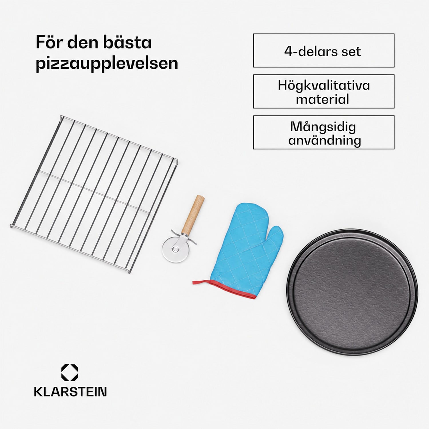 PizzaForno-tillbehörsset i 4 delar | pizzaställ och pizzapanna | värmehandske och pizzaskärare 