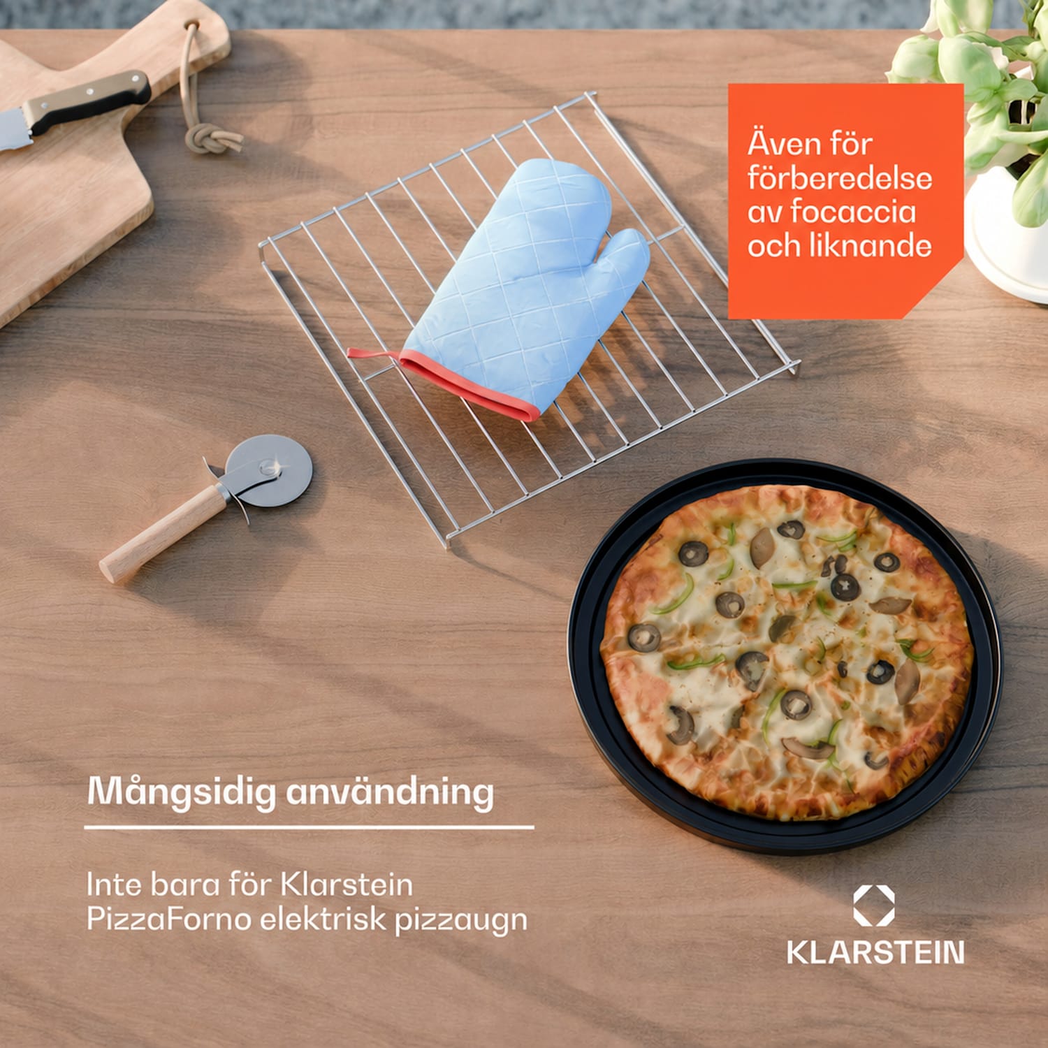 PizzaForno-tillbehörsset i 4 delar | pizzaställ och pizzapanna | värmehandske och pizzaskärare 