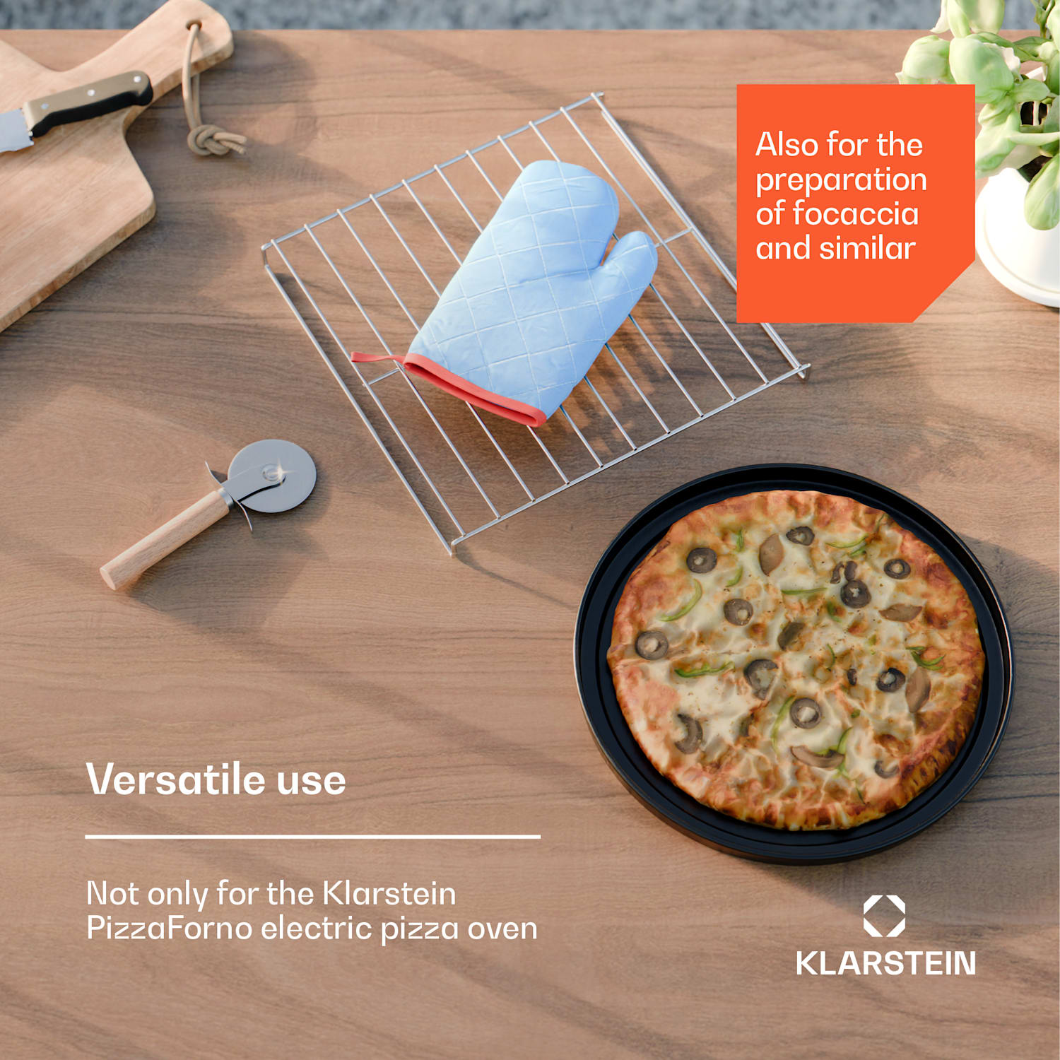 Conjunto de acessórios de 4 peças para PizzaForno | suporte e forma para pizza | luva térmica e cortador 