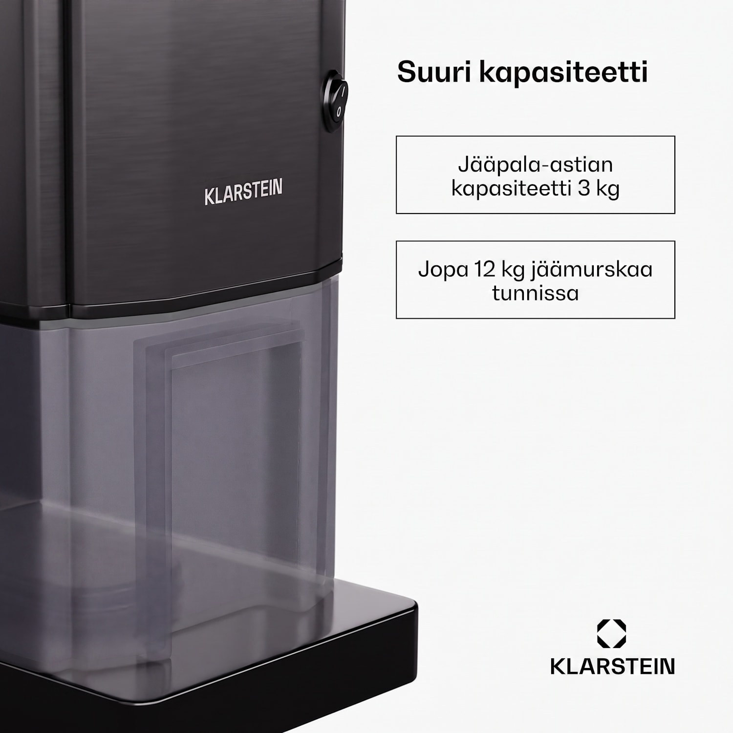Icebreaker jäänmurskain 12 kg/h 3,5 litran jääastia Musta