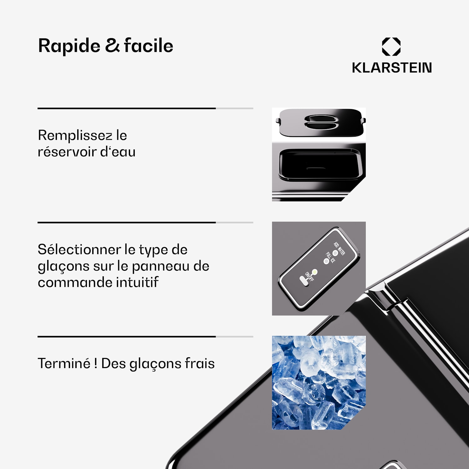 Clearcube ijsblokjesmachine | helder ijs | 13 kg/ 24 u Zwart