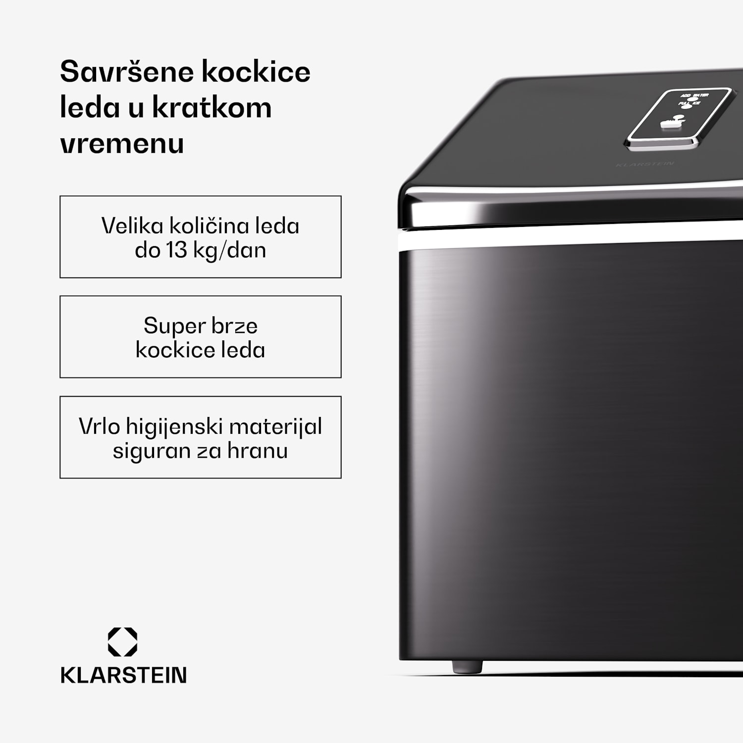 Clearcube stroj za izradu leda, čisti led, 13 kg/24 h Crna