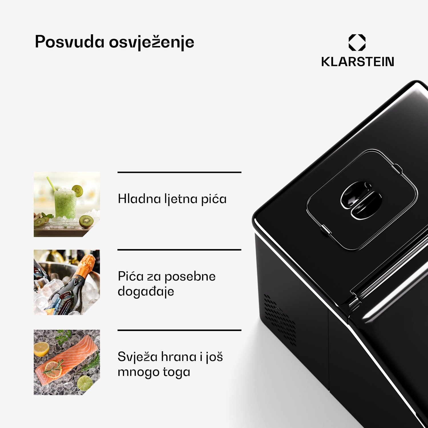 Clearcube stroj za izradu leda, čisti led, 13 kg/24 h Crna