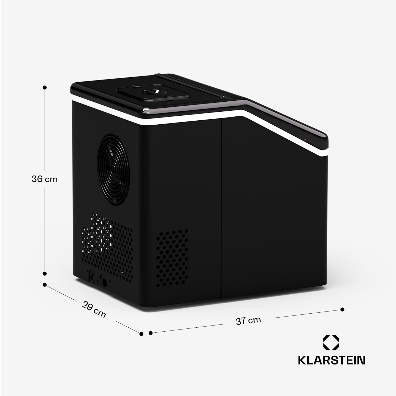 Clearcube jégkocka készítő készülék, átlátszó jég, 13 kg/24 ó Fekete