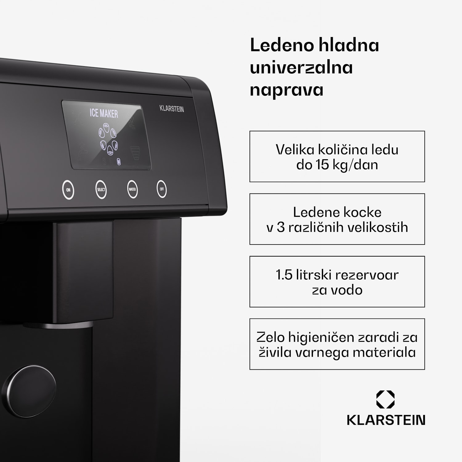 Eiszeit ledomat iz nerjavečega jekla 3 velikosti ledenih kock srebrna Črna