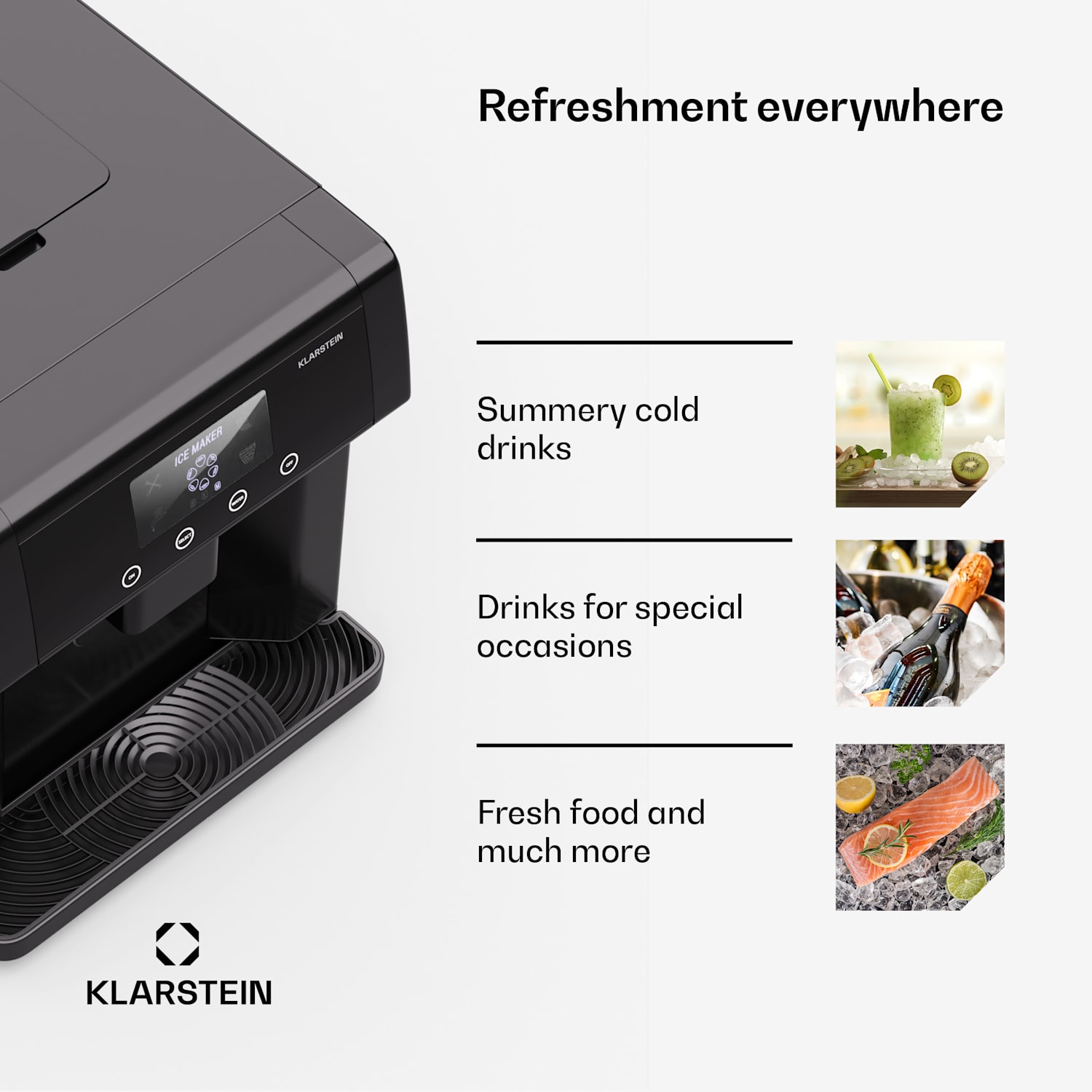 Eiszeit ijsblokjesmachine edelstaal 3 formaten ijsblokjes zilver Zwart