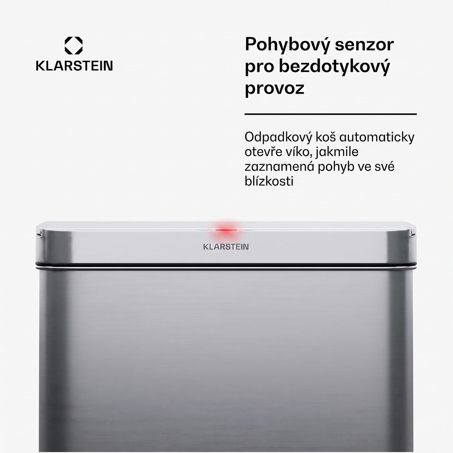 Touchless, senzorový odpadkový koš, 50 l, z nerezavějící oceli, Soft-Close zavírání, napájen baterií, LED displej, časovač 