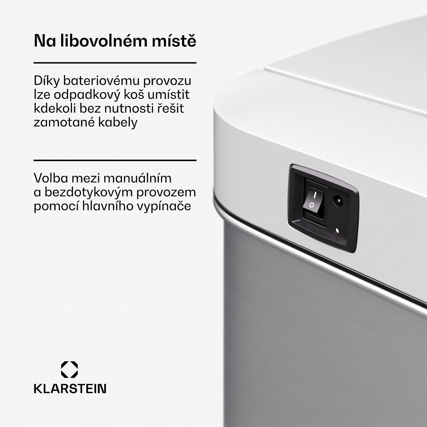Touchless, senzorový odpadkový koš, 50 l, z nerezavějící oceli, Soft-Close zavírání, napájen baterií, LED displej, časovač 