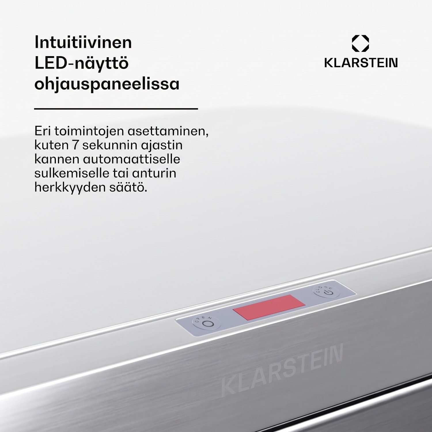Touchless sensorijätesäiliö 50 l ruostumatonta terästä Soft Close paristokäyttöinen LED-näyttö ajastin 