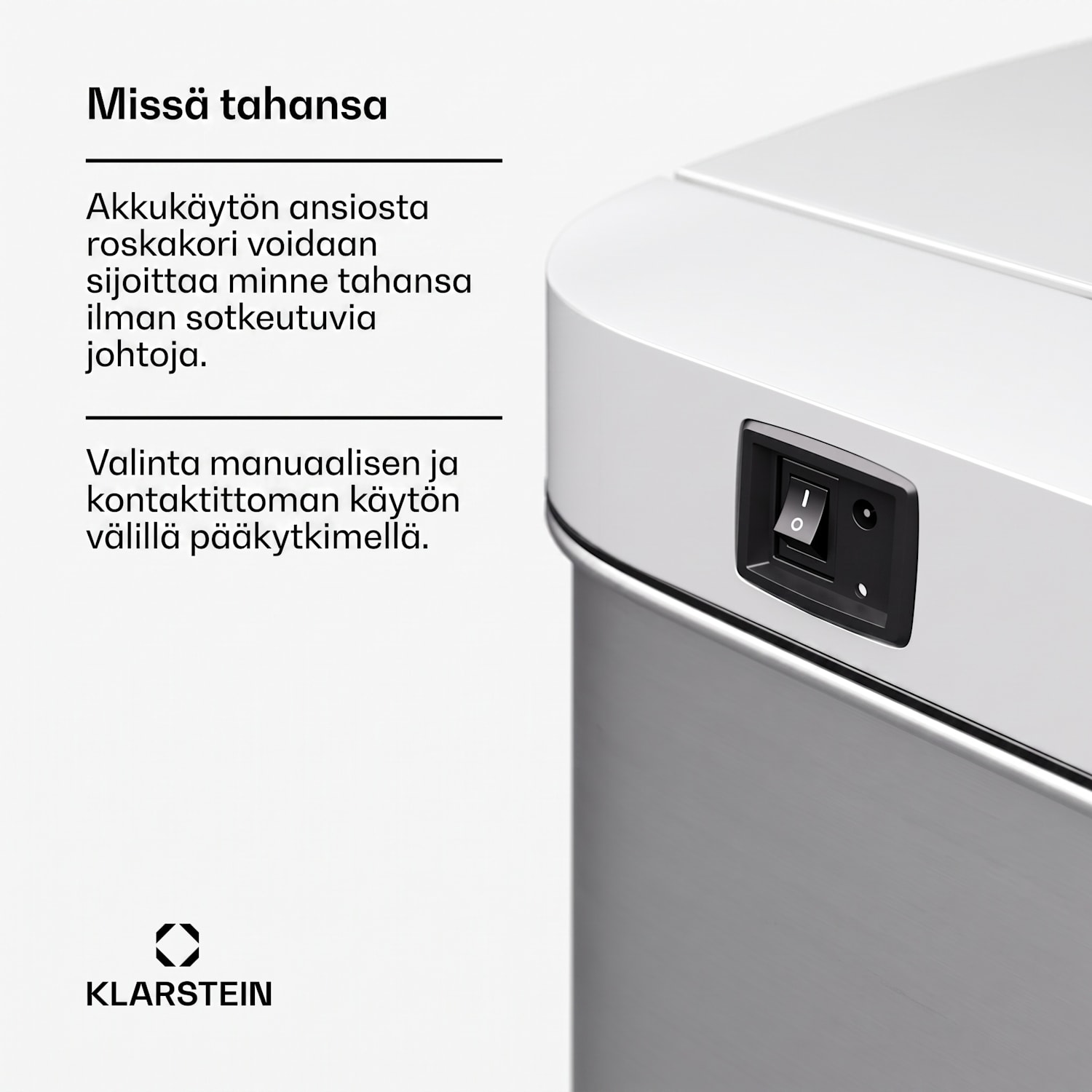 Touchless sensorijätesäiliö 50 l ruostumatonta terästä Soft Close paristokäyttöinen LED-näyttö ajastin 