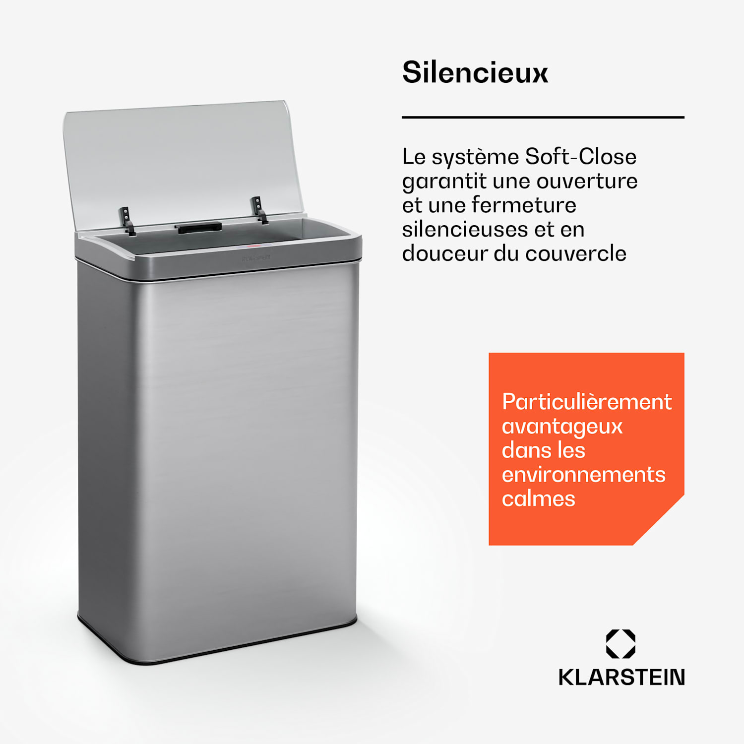 Touchless vuilnisbak met sensor 50 L rvs soft close leddisplay op batterijen timer 