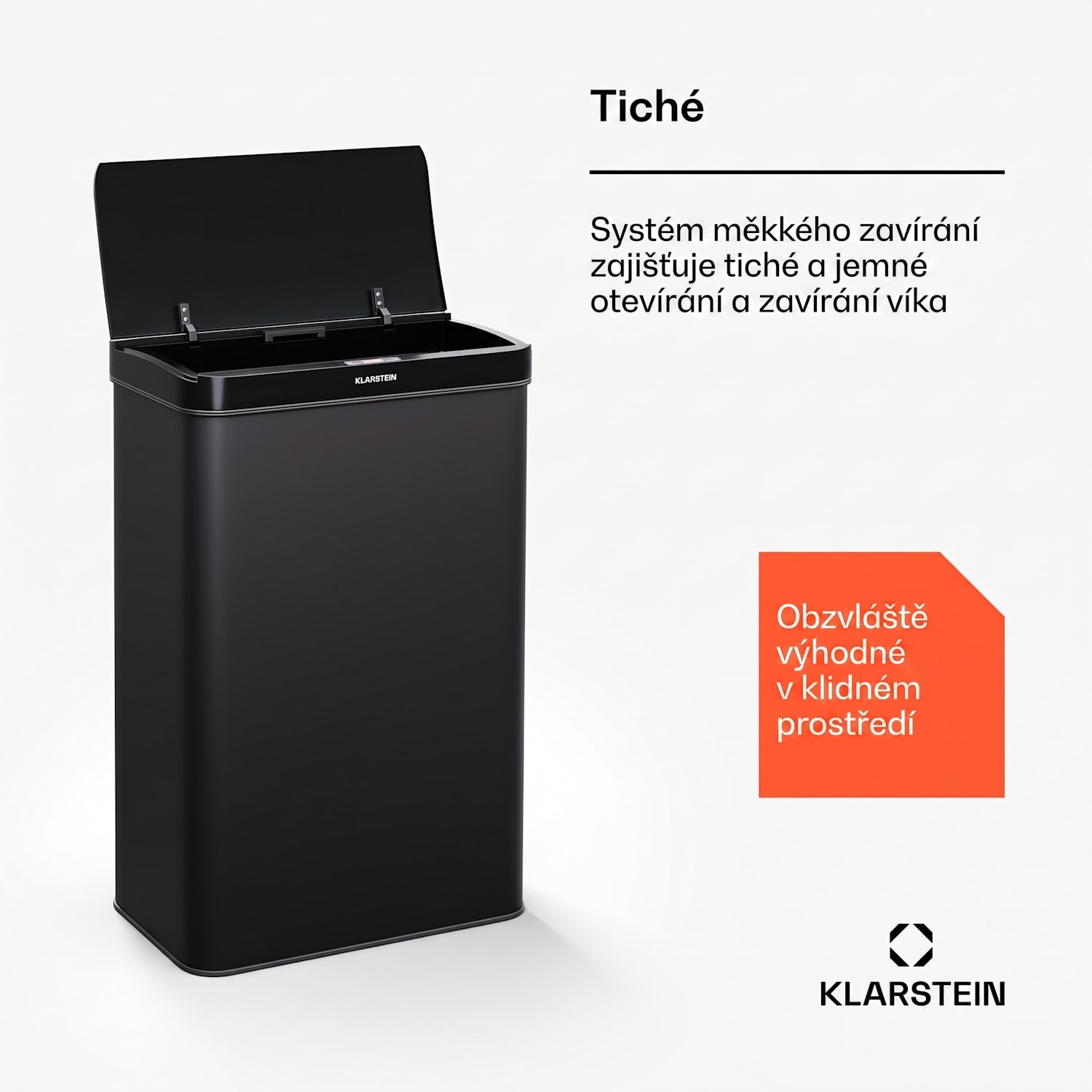 Touchless, senzorový odpadkový koš, 50 l, z nerezavějící oceli, Soft-Close zavírání, napájen baterií, LED displej, časovač 