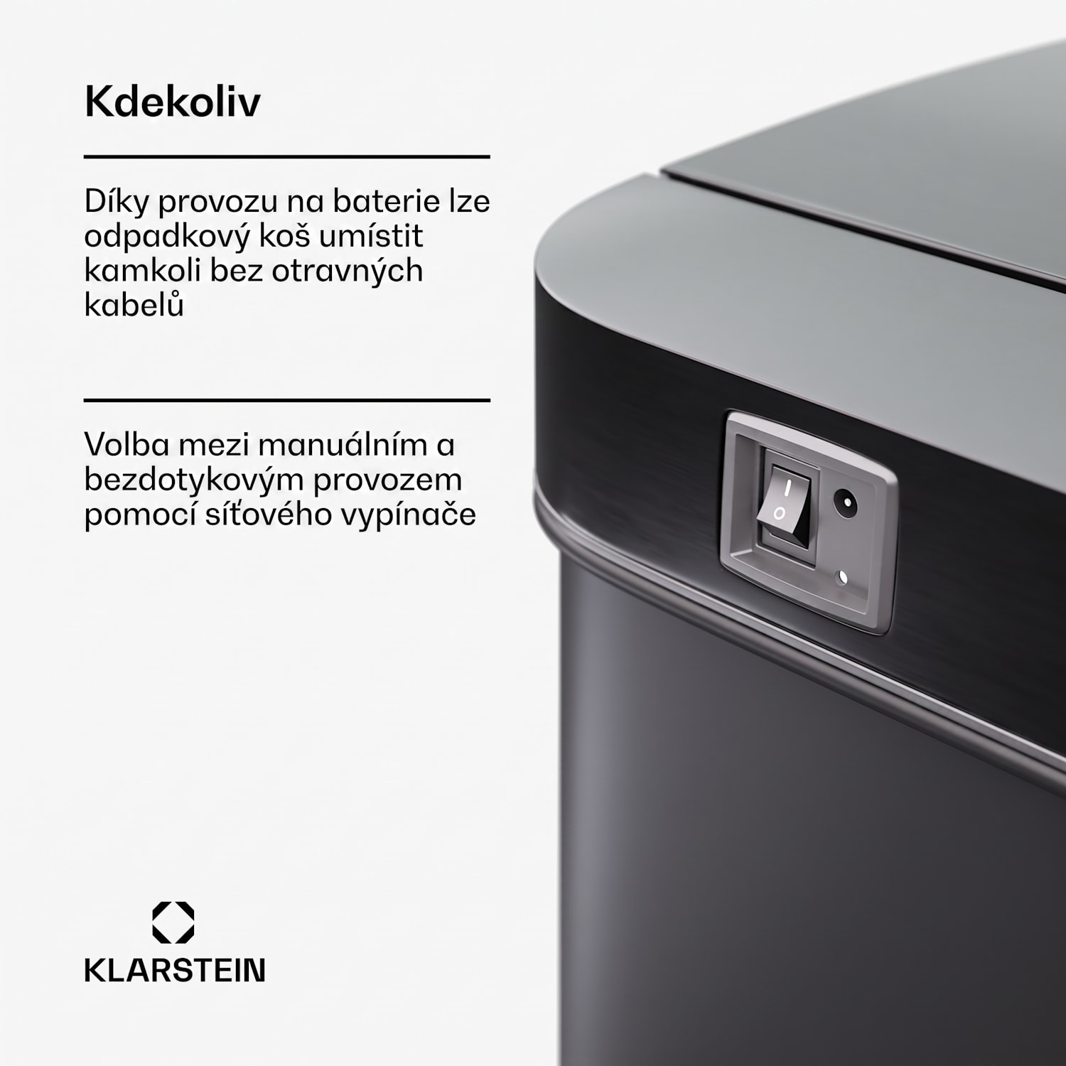 Touchless, senzorový odpadkový koš, 50 l, z nerezavějící oceli, Soft-Close zavírání, napájen baterií, LED displej, časovač 