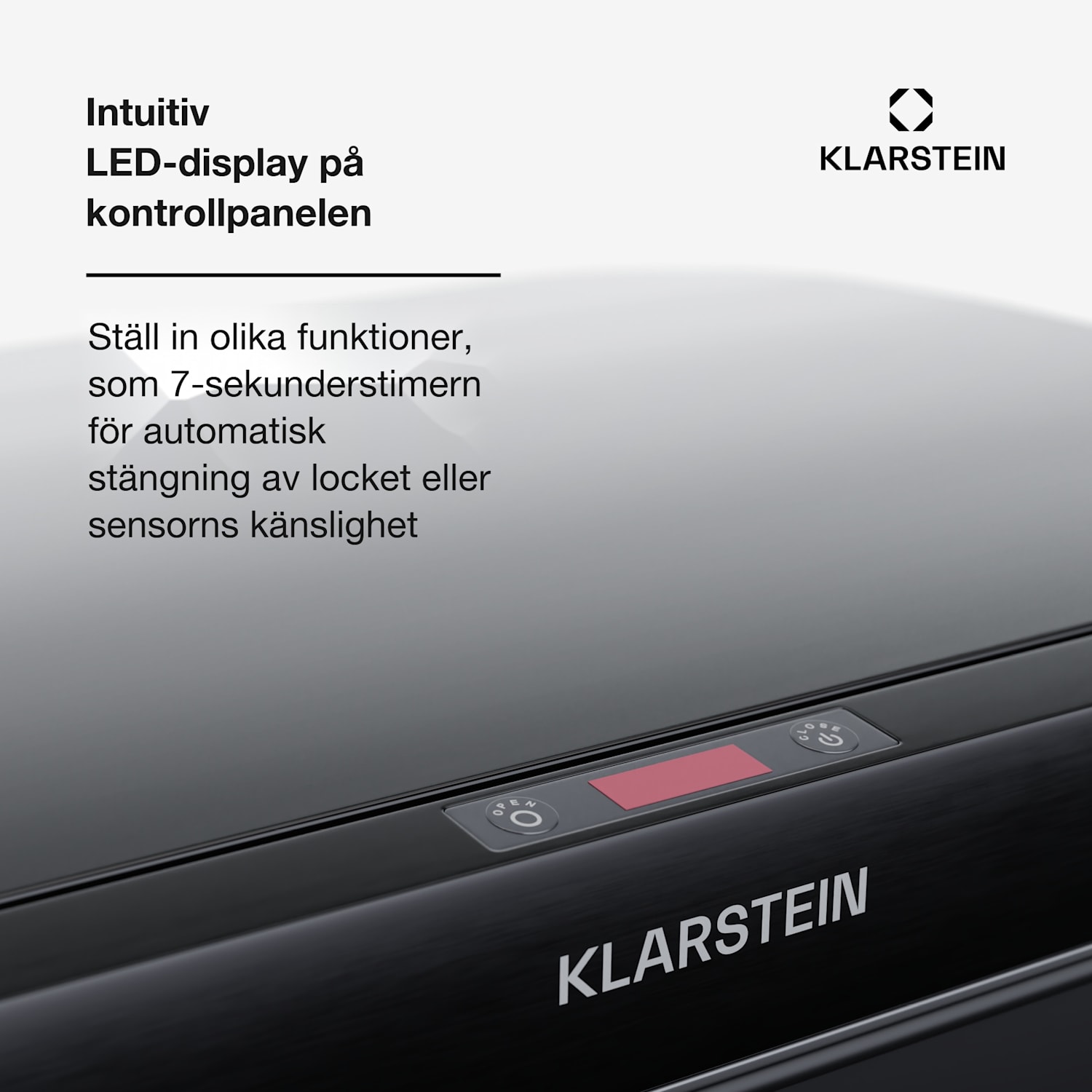 Beröringsfri soptunna med sensor 50 liter rostfritt stål mjukstängning batterdriven LED-display timer 