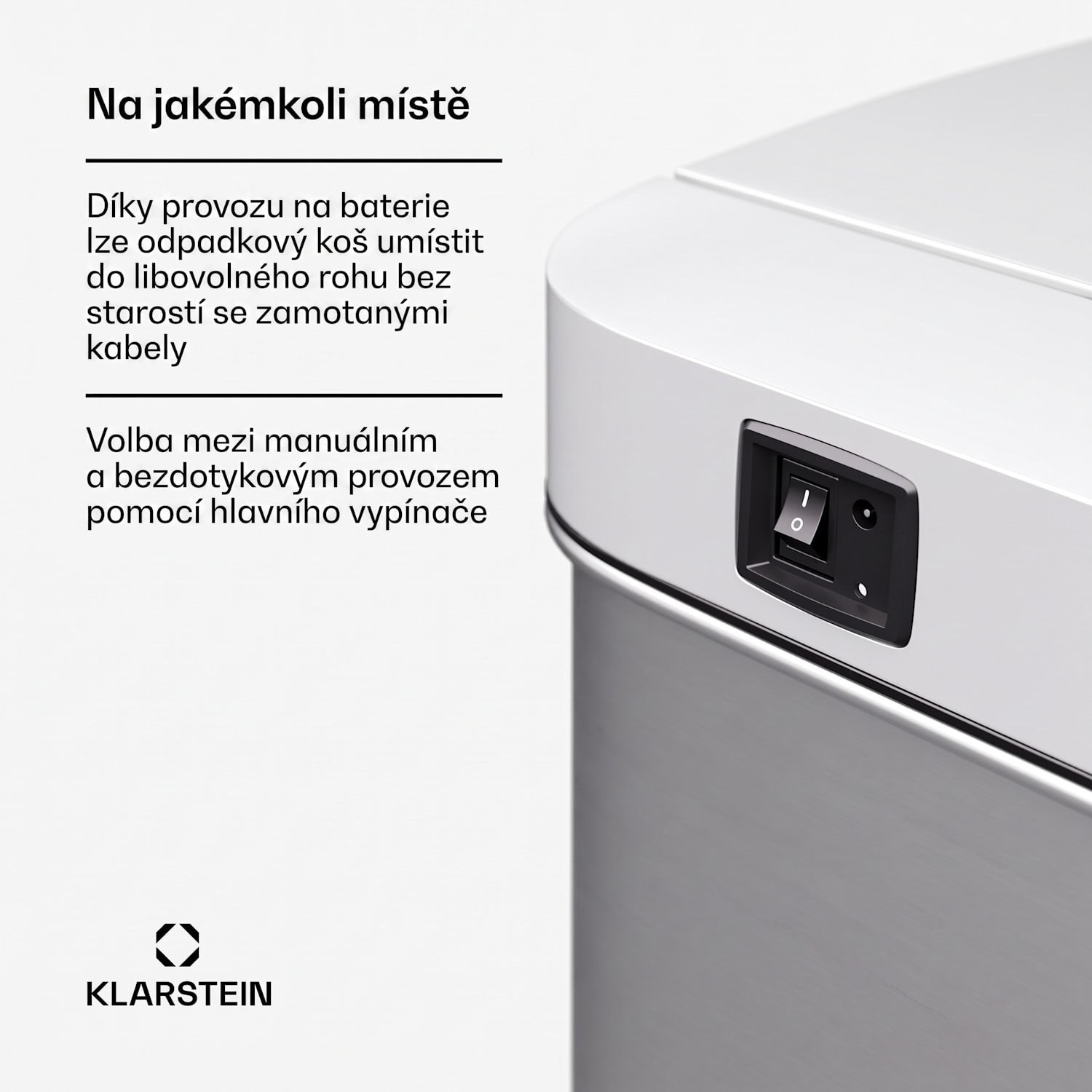 Touchless, senzorový odpadkový koš, 60 l, z nerezavějící oceli, Soft-Close zavírání, napájen baterií, LED displej, časovač 