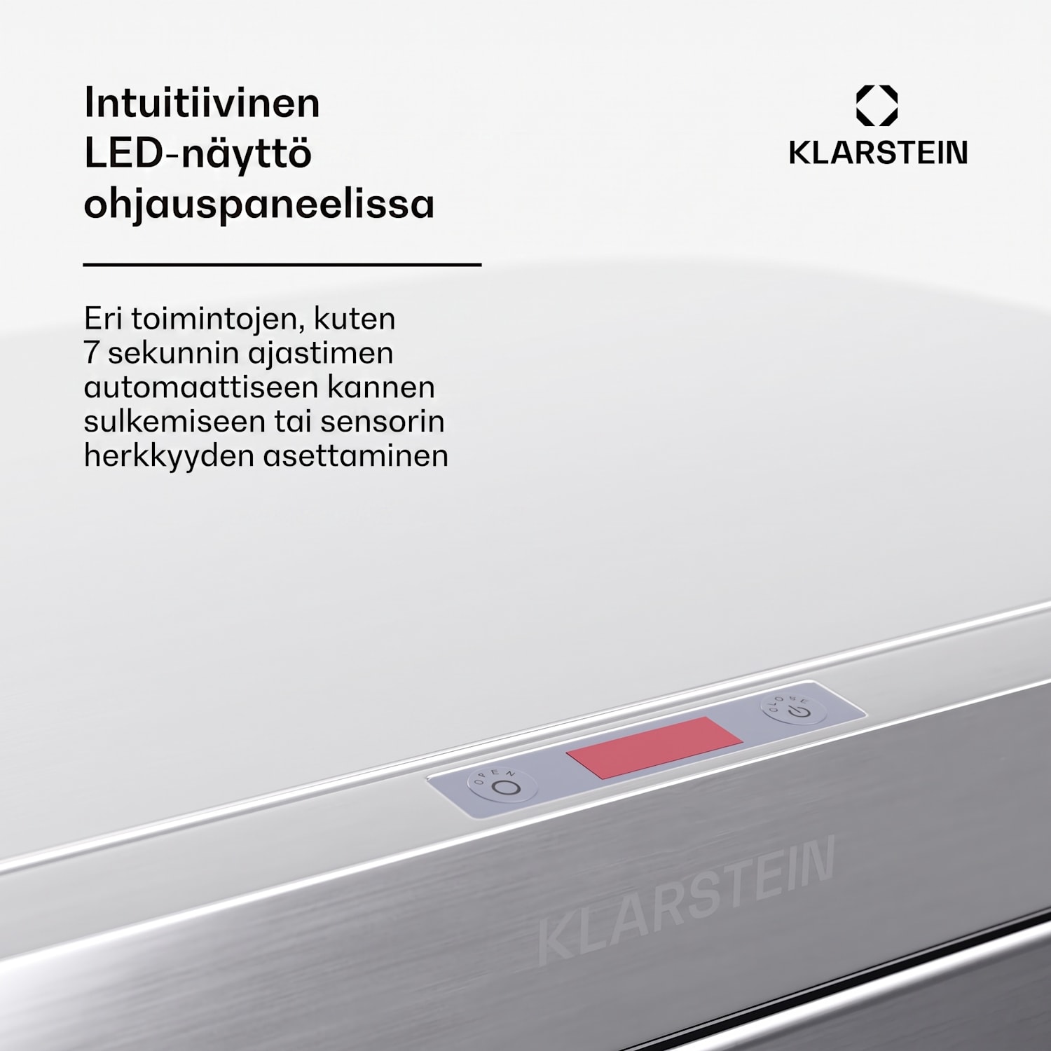 Touchless sensorijätesäiliö 60 l ruostumatonta terästä Soft Close paristokäyttöinen LED-näyttö ajastin 