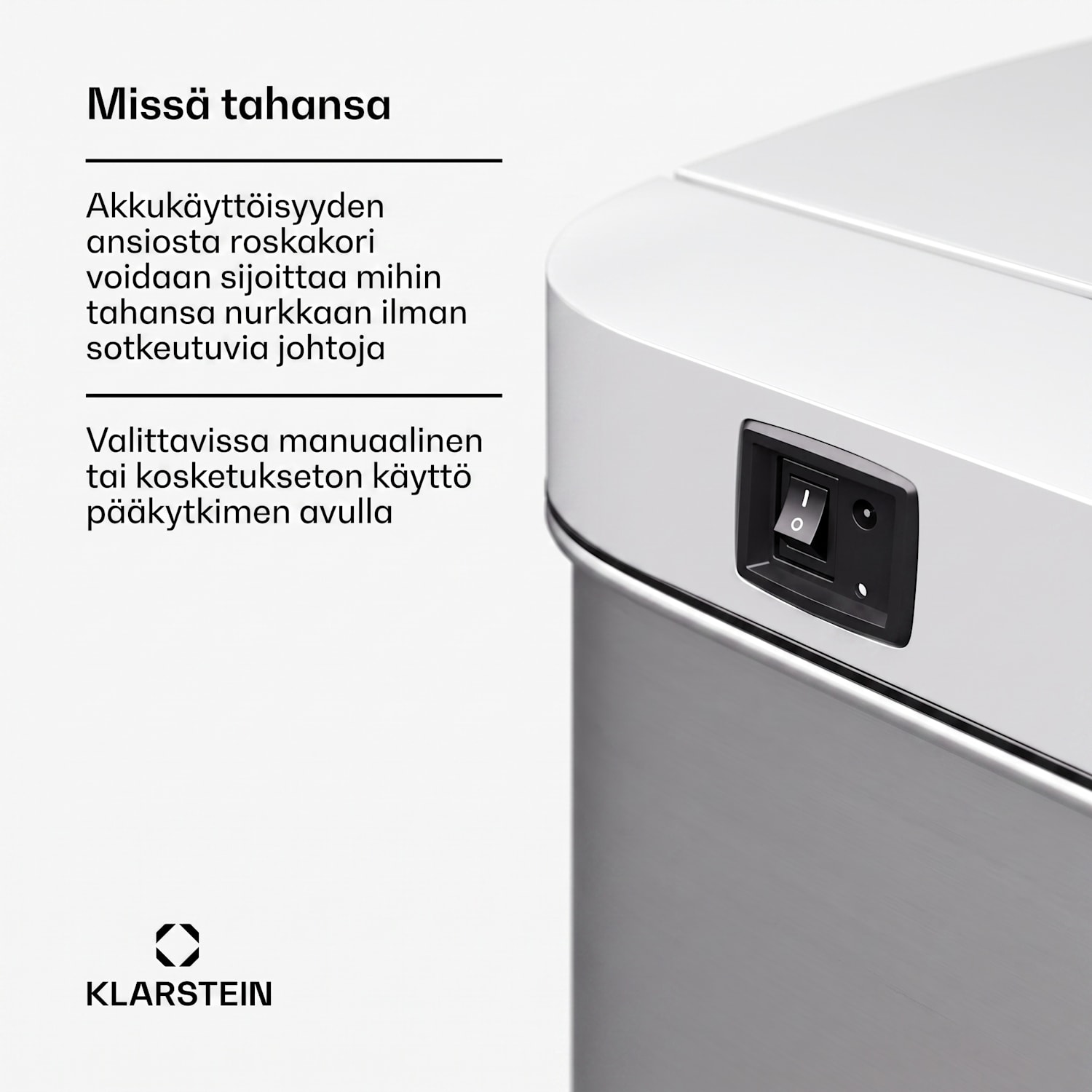 Touchless sensorijätesäiliö 60 l ruostumatonta terästä Soft Close paristokäyttöinen LED-näyttö ajastin 