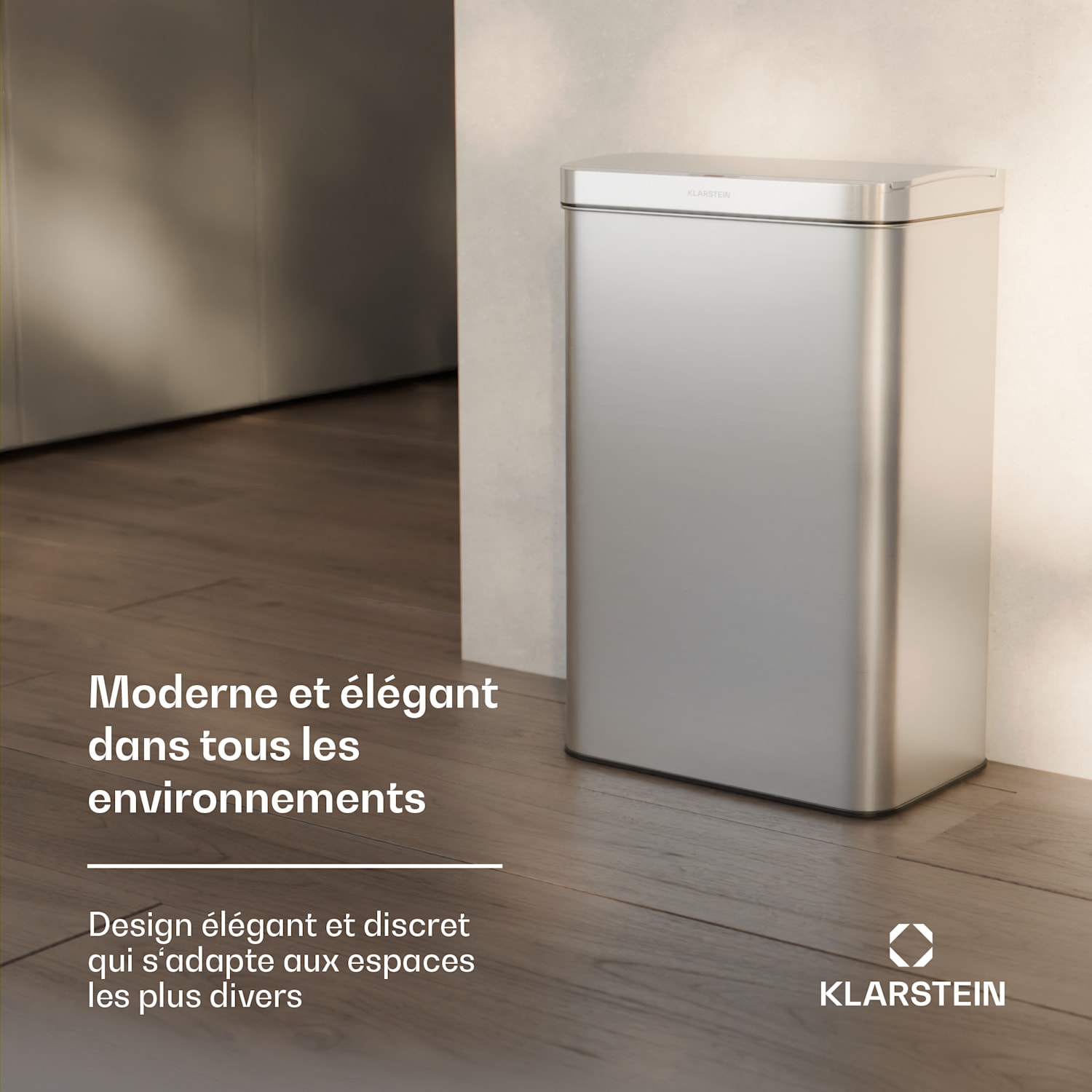Poubelle à capteur de mouvement 60 L inox Soft-Close sur piles affichage LED minuterie 