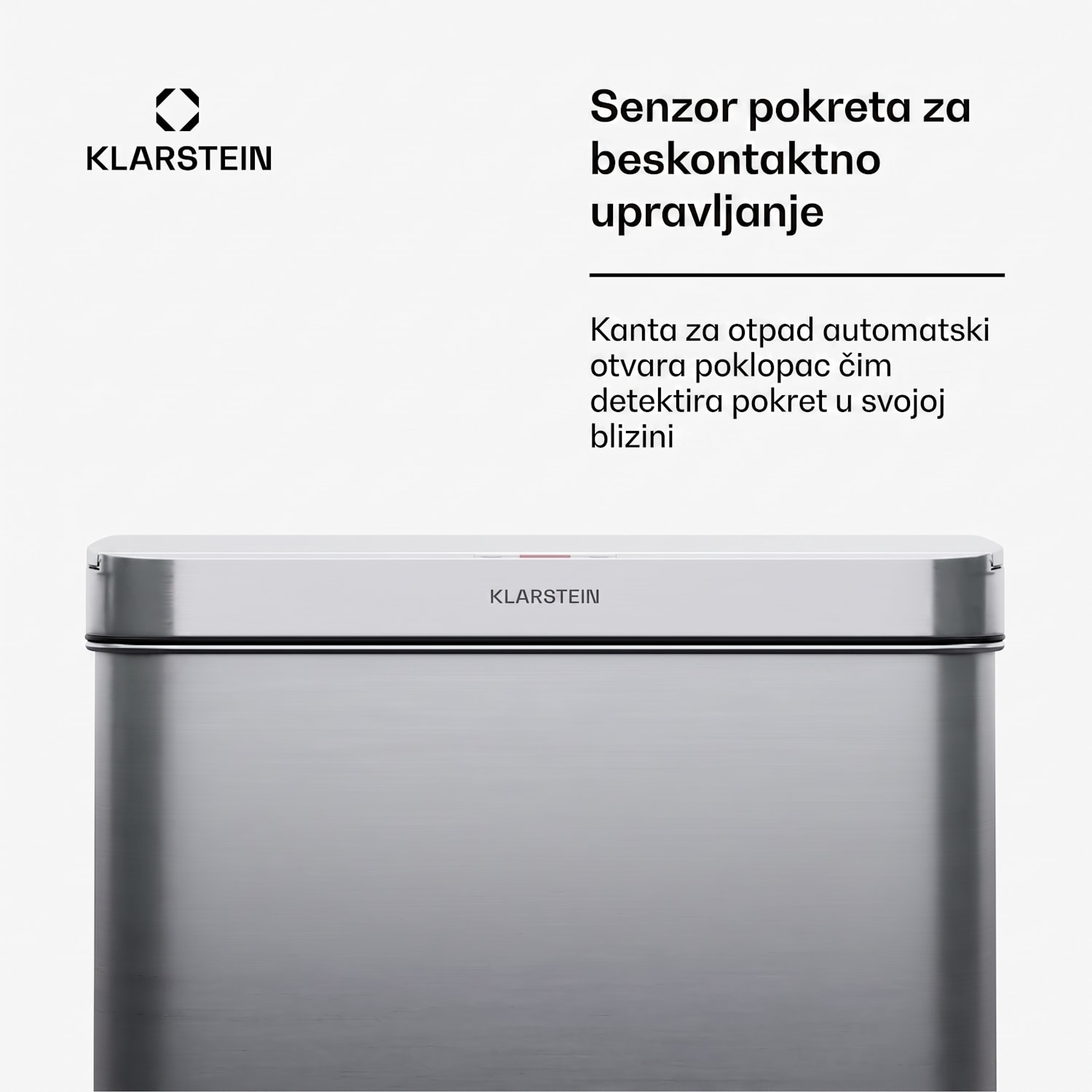 Touchless, kanta za smeće sa senzorom, 60 L, nehrđajući čelik, Soft-Close zatvaranje, baterijsko napajanje, LED zaslon, tajmer 