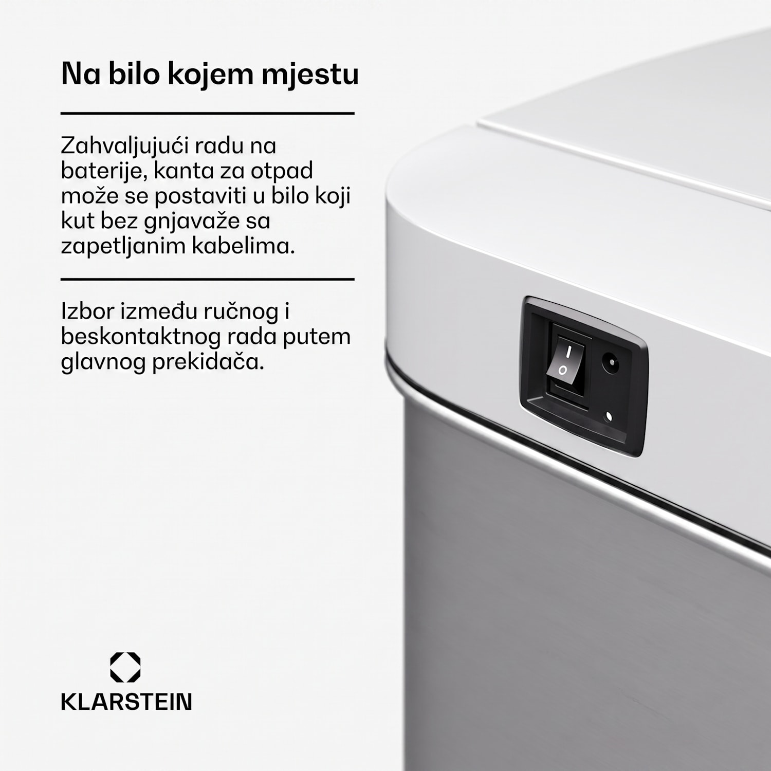 Touchless, kanta za smeće sa senzorom, 60 L, nehrđajući čelik, Soft-Close zatvaranje, baterijsko napajanje, LED zaslon, tajmer 