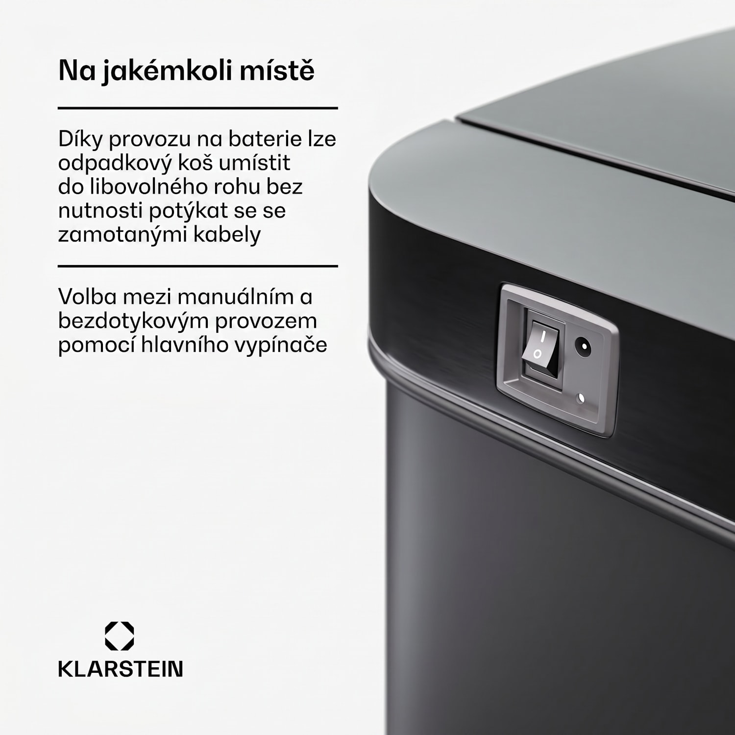 Touchless, senzorový odpadkový koš, 60 l, z nerezavějící oceli, Soft-Close zavírání, napájen baterií, LED displej, časovač 