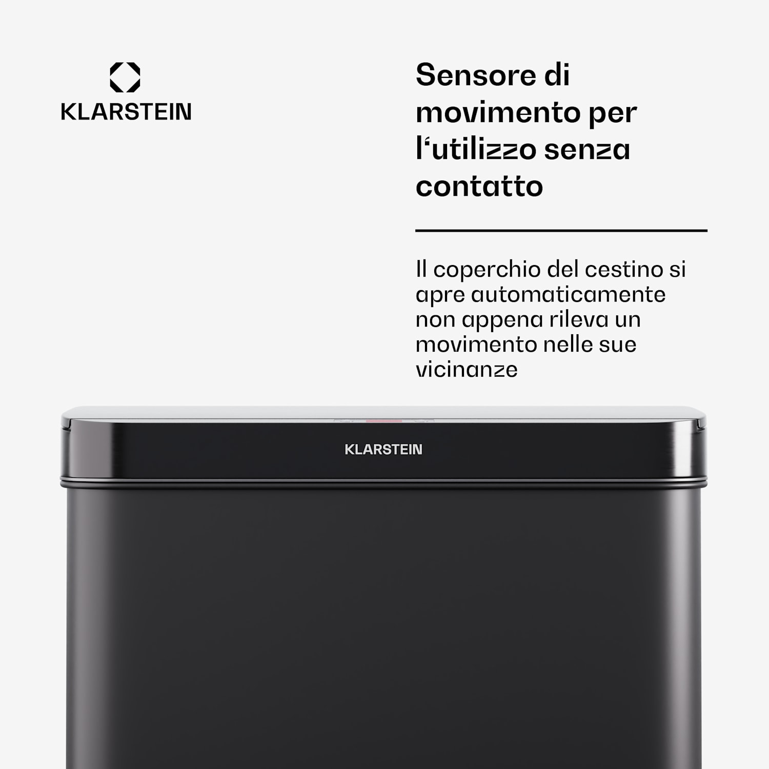 Cestino a sensore touchless, 60L, in acciaio inox, con soft close, a batteria, timer, con display a LED 
