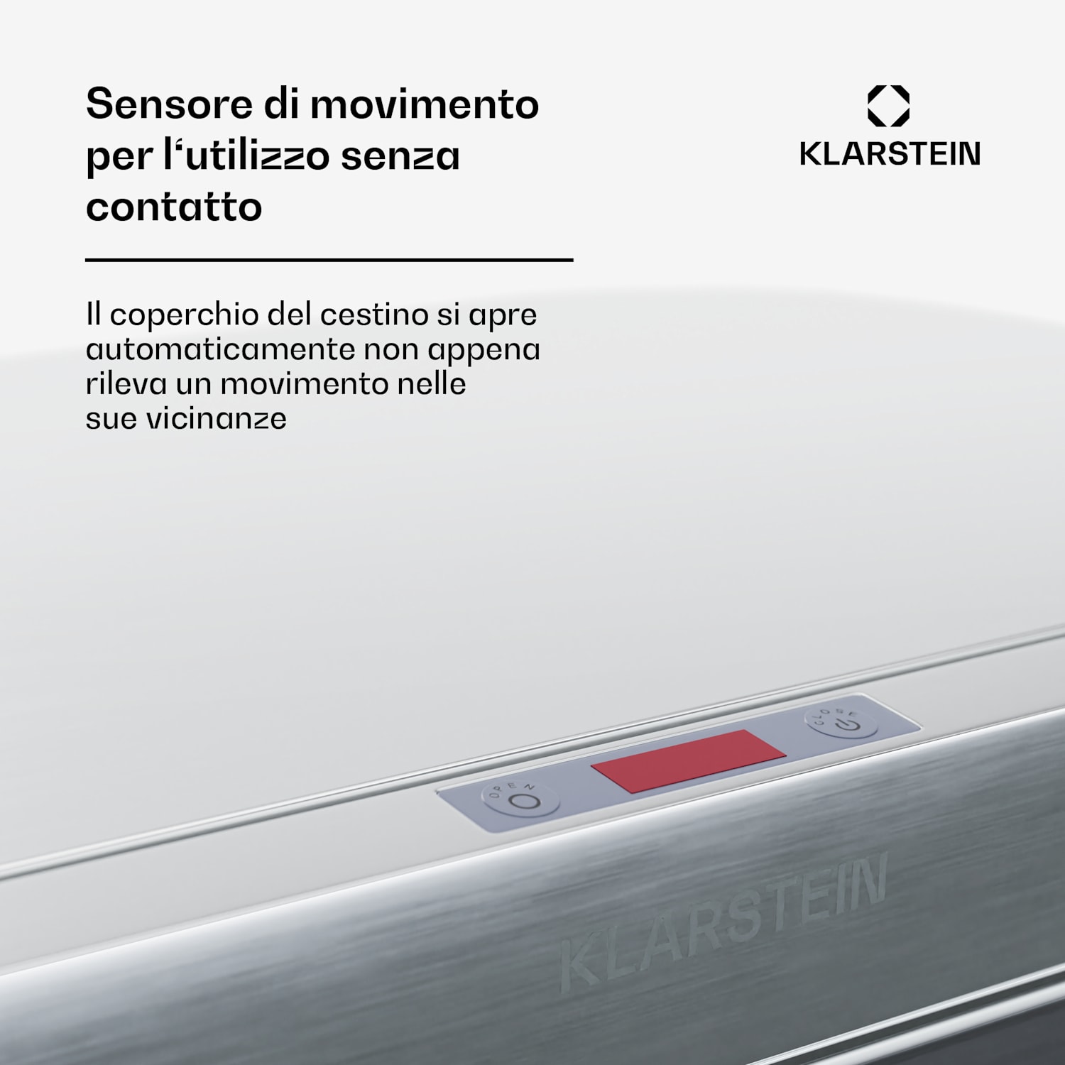 Cestino a sensore touchless, 56L, in acciaio inox, con soft-close, 3 contenitori, timer, con display a LED 