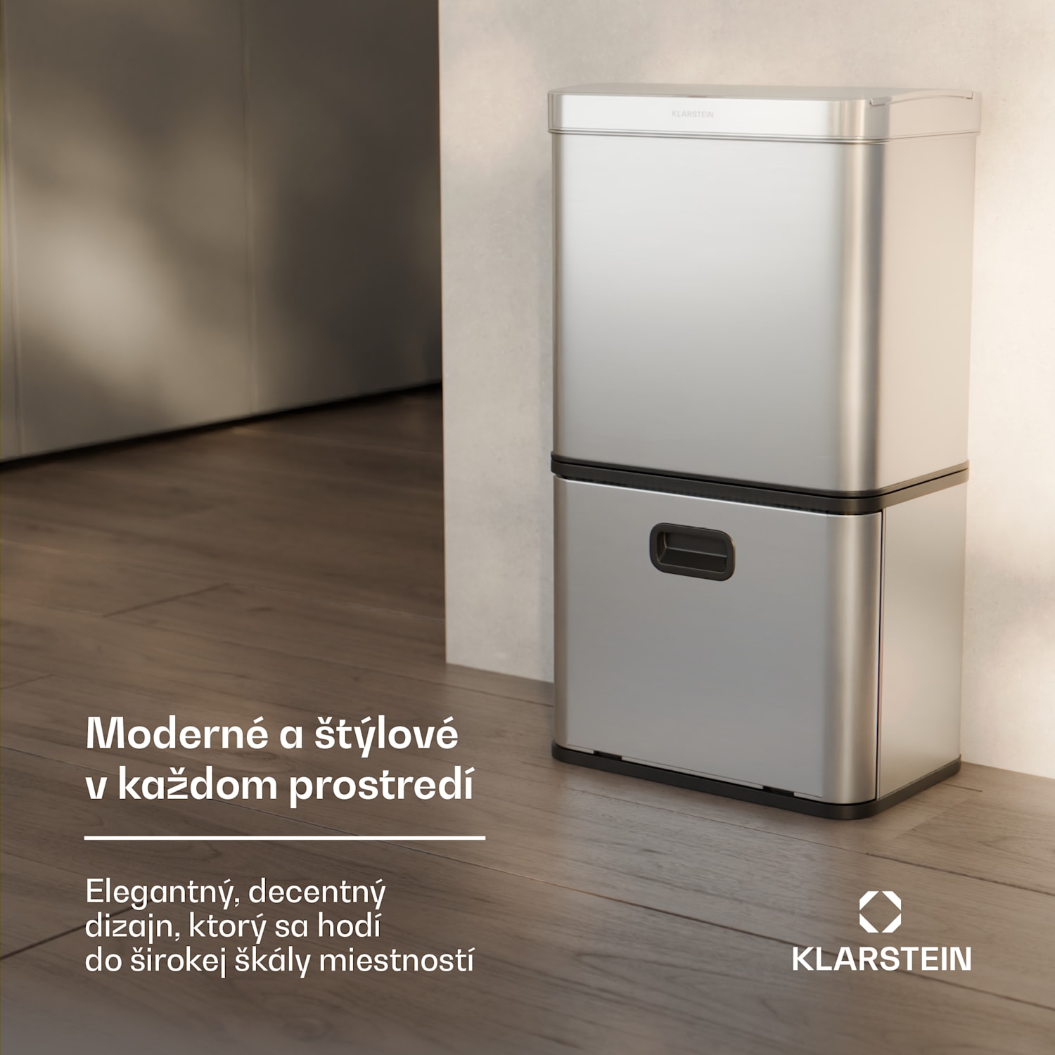 Touchless, senzorový odpadkový kôš, 56 l, z nehrdzavejúcej ocele, 3 koše, Soft-Close zatváranie, napájaný batériou, LED displej, časovač 