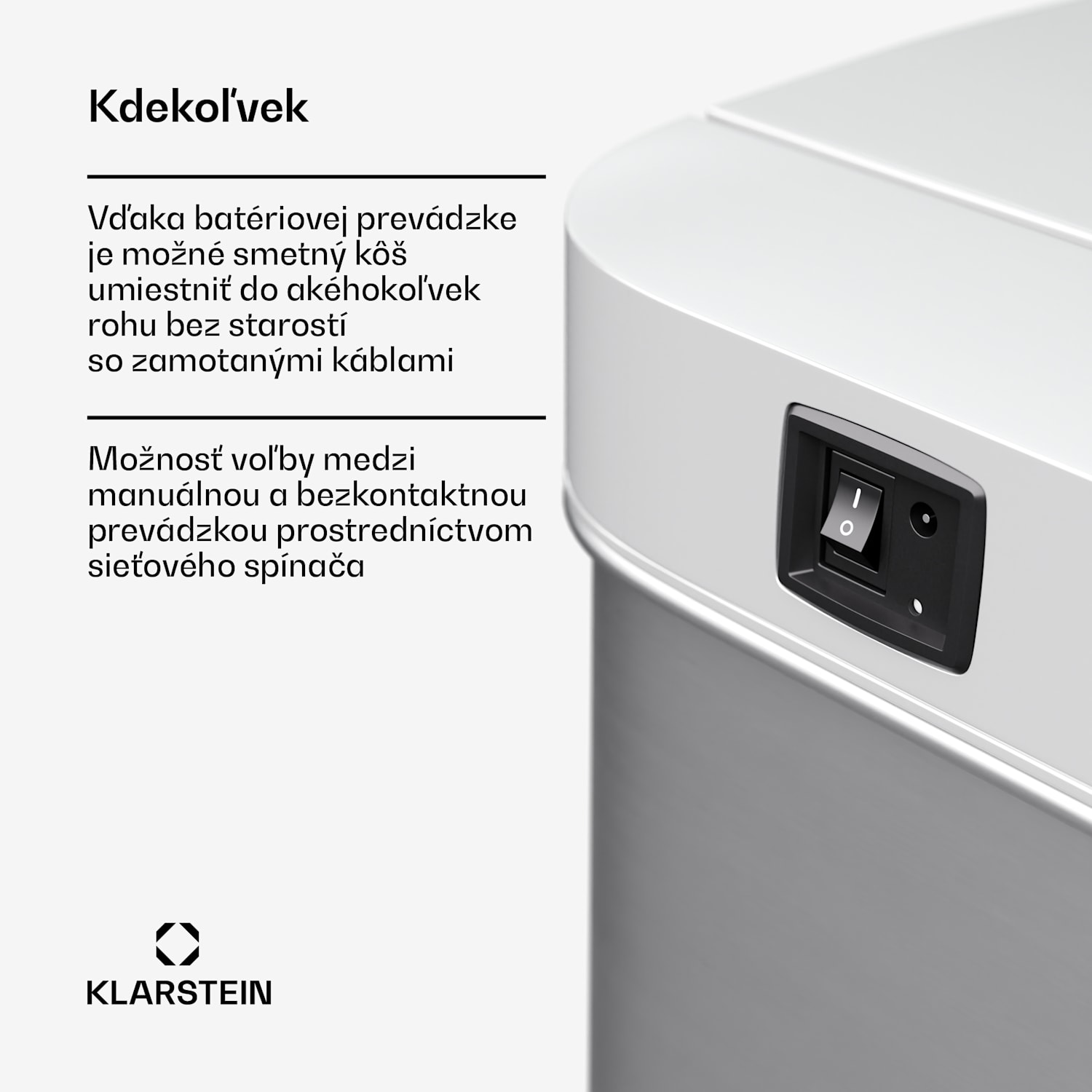 Touchless, senzorový odpadkový kôš, 56 l, z nehrdzavejúcej ocele, 3 koše, Soft-Close zatváranie, napájaný batériou, LED displej, časovač 