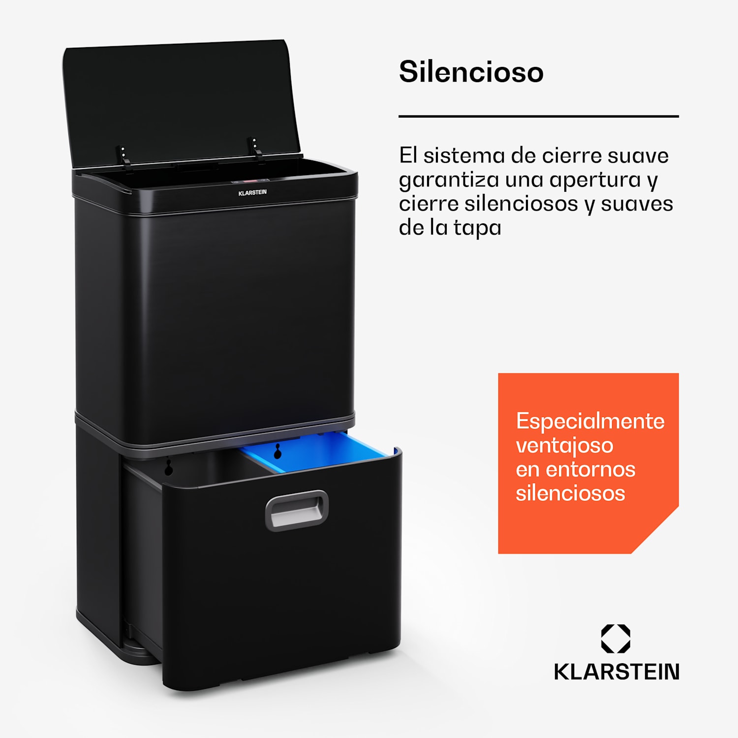 Cubo de basura con sensor sin contacto 56L acero inoxidable Soft-Close 3 contenedores pantalla LED temporizador 