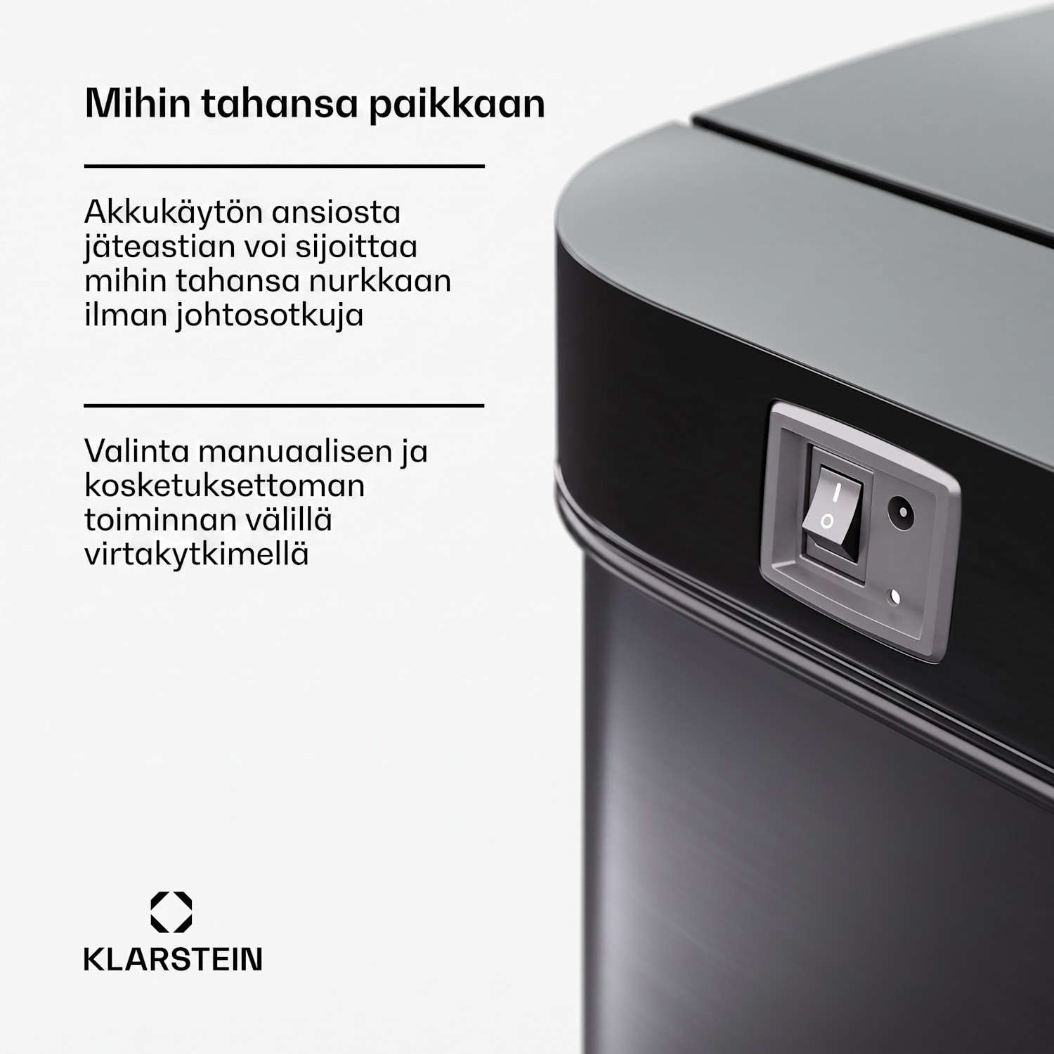 Kosketukseton 56L roskis ruostumatonta terästä, pehmeä sulkeutuminen, 3 astiaa, LED-näyttö, ajastin 