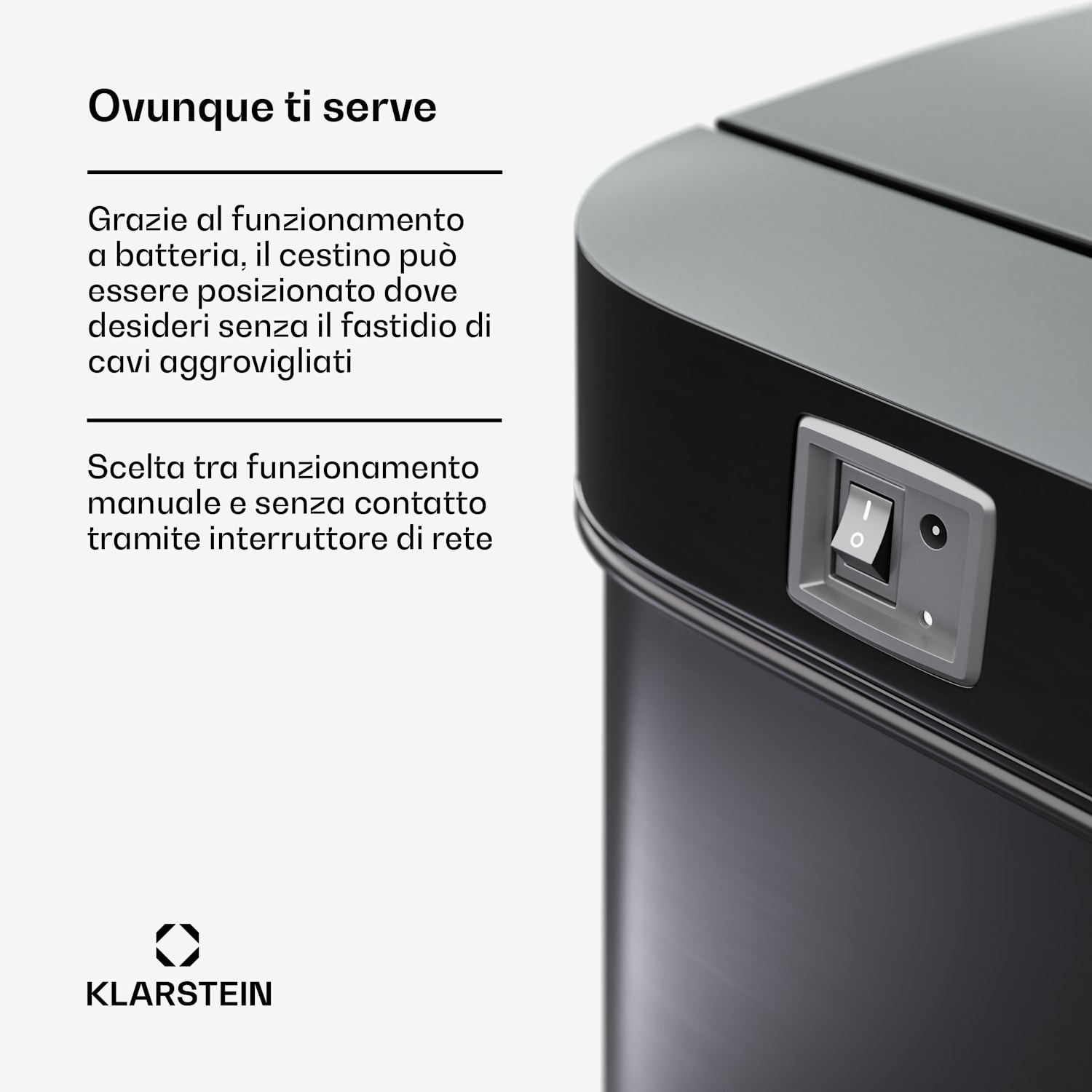 Cestino a sensore touchless, 56L, in acciaio inox, con soft-close, 3 contenitori, timer, con display a LED 