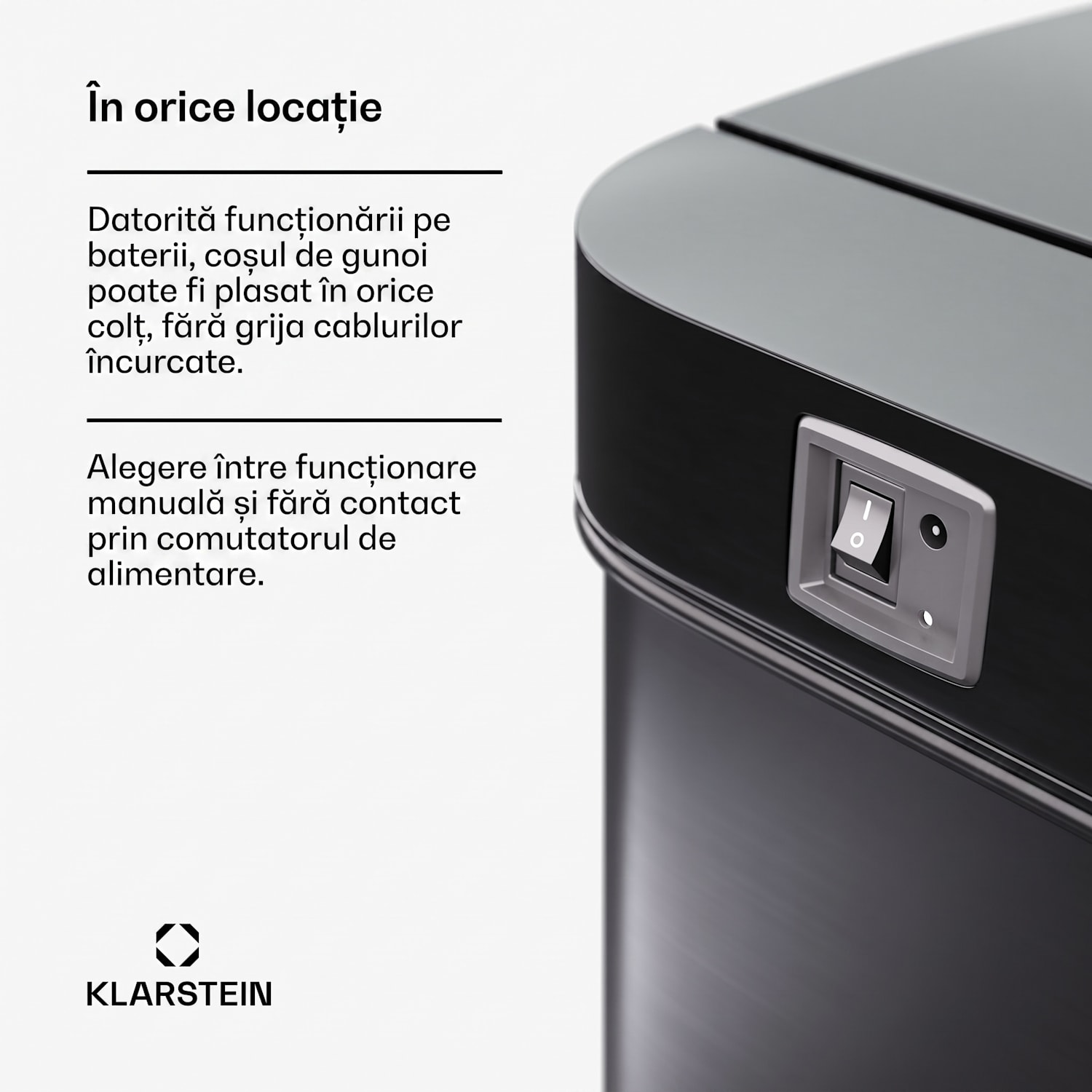 Coș de gunoi fără atingere, cu senzor, 56 l, oțel inoxidabil, 3 coșuri, închidere Soft-Close, alimentat cu baterie, afișaj LED, temporizator 