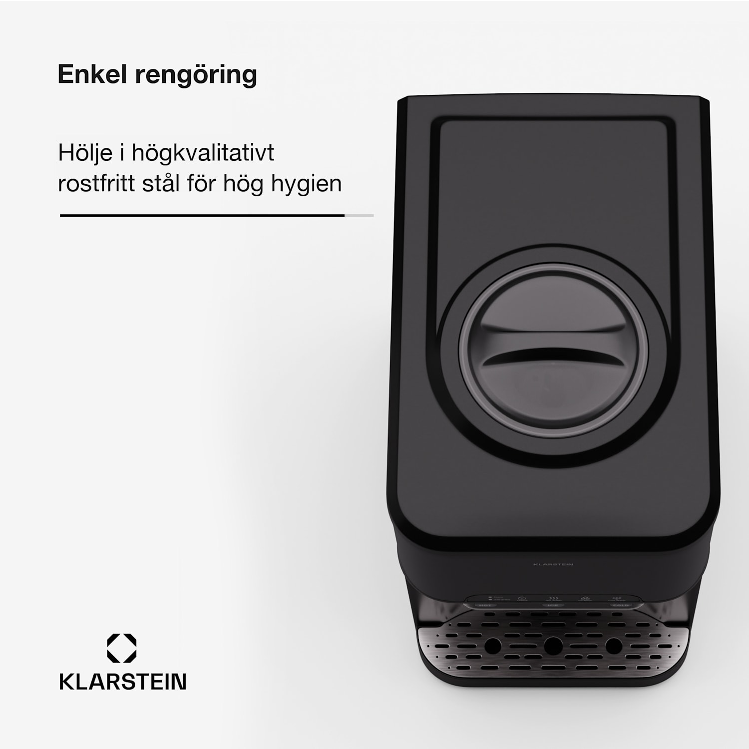 Aqueous ismaskin 3-i-1: isbitar, vattenautomat: varmt och kallt, 20 kg/24 timmar Svart
