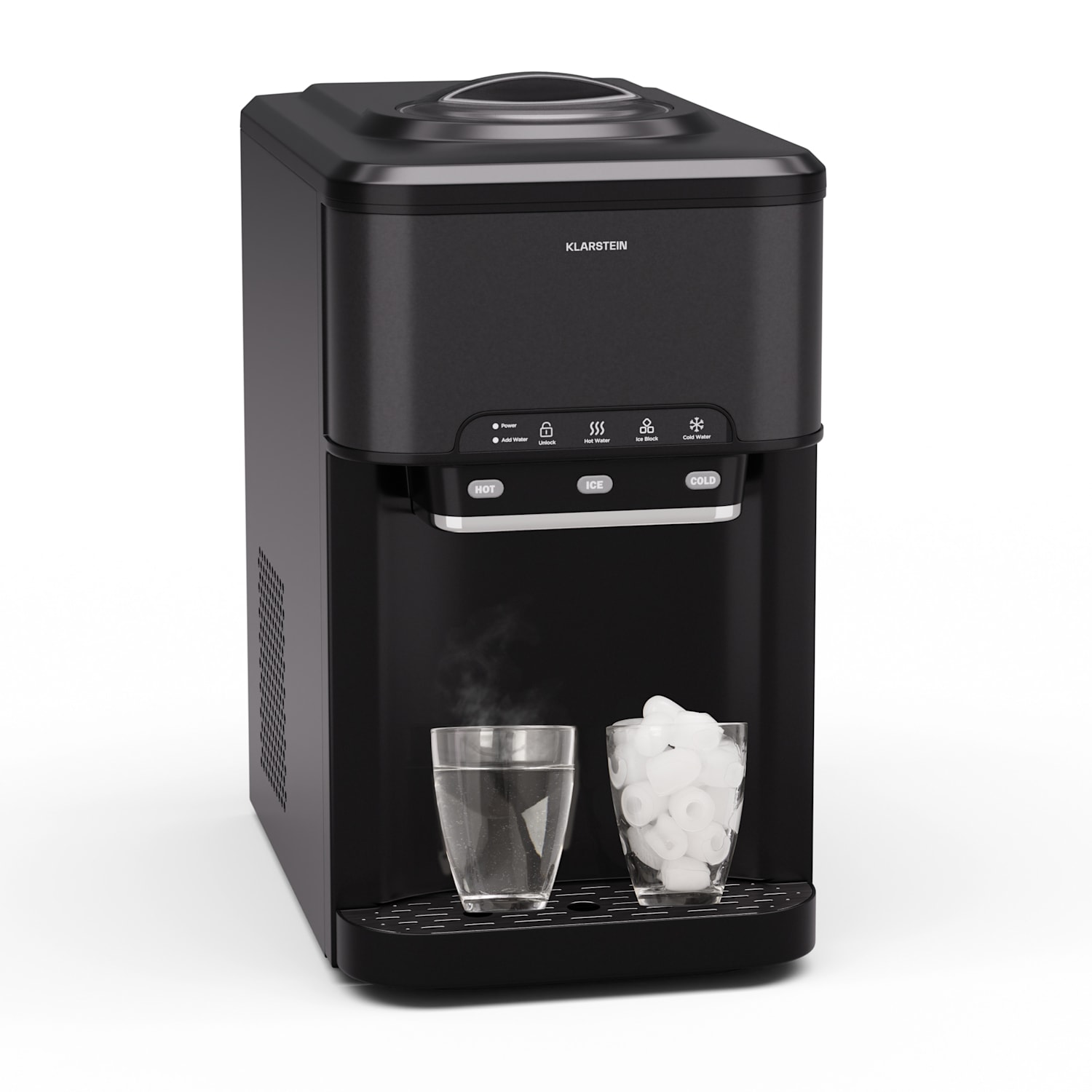 Máquina de cubitos acuosa 3 en 1: cubitos de hielo, dispensador de agua: caliente y fría 20 kg/24h Negro