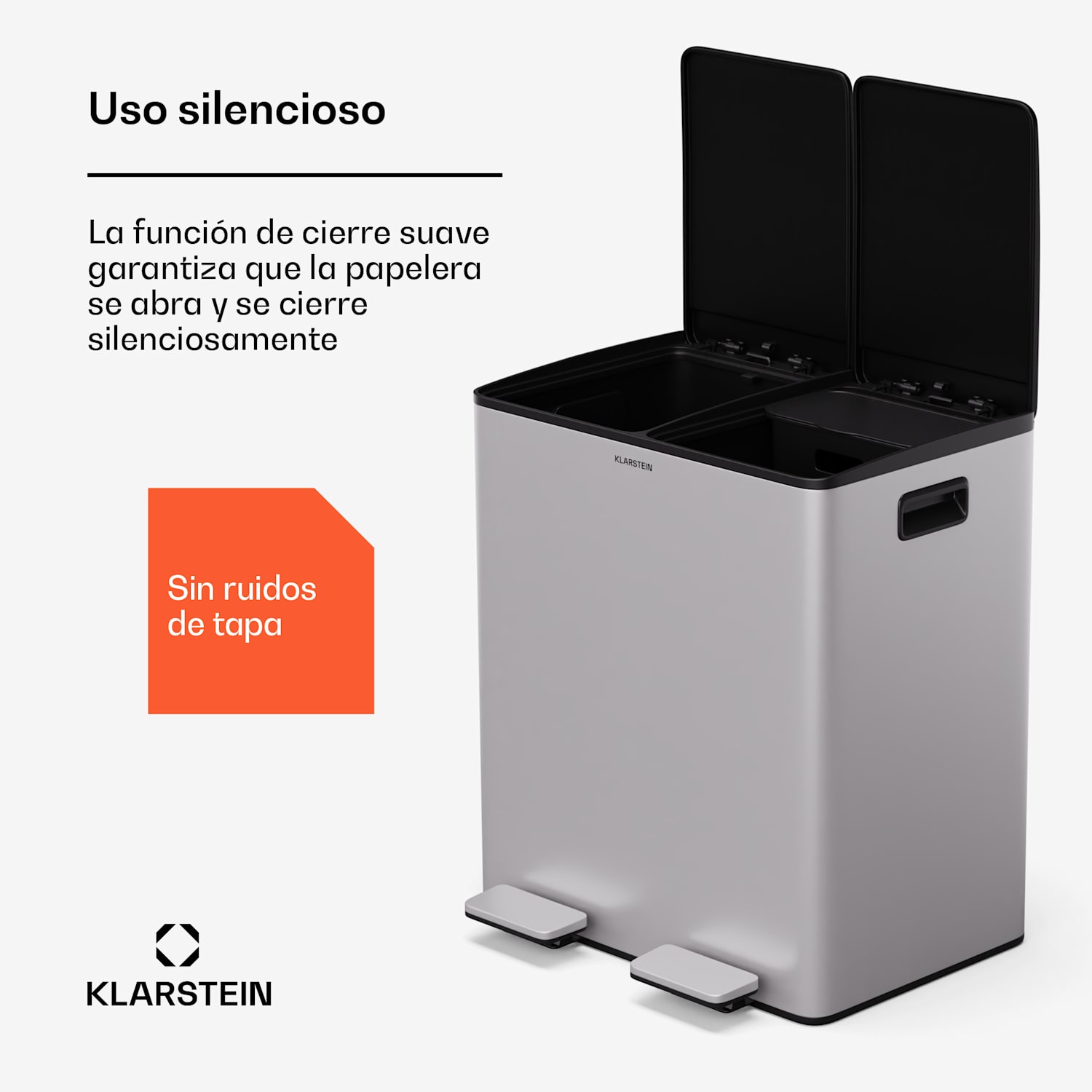 EcoVista Cubo de basura con recipiente de compostaje Contenedor de basura 40 litros + Recipiente de composta 3 litros Cierre suave 40 L | Acero Inoxidable