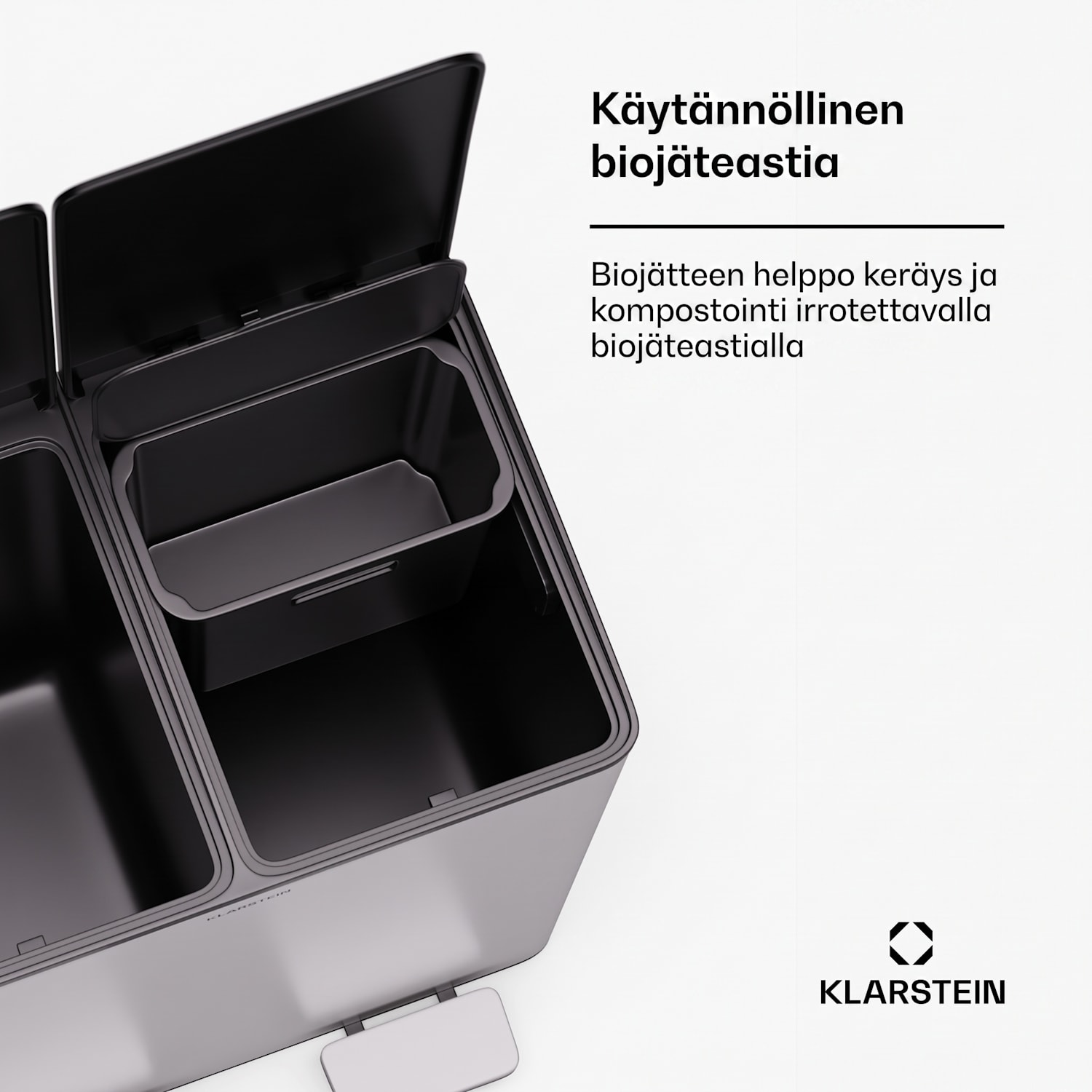 EcoVista-jäteastia biojäteastialla roska-astia 40 litraa + 3 litran kompostiastia Soft Close 40 l | Ruostumaton Teräs