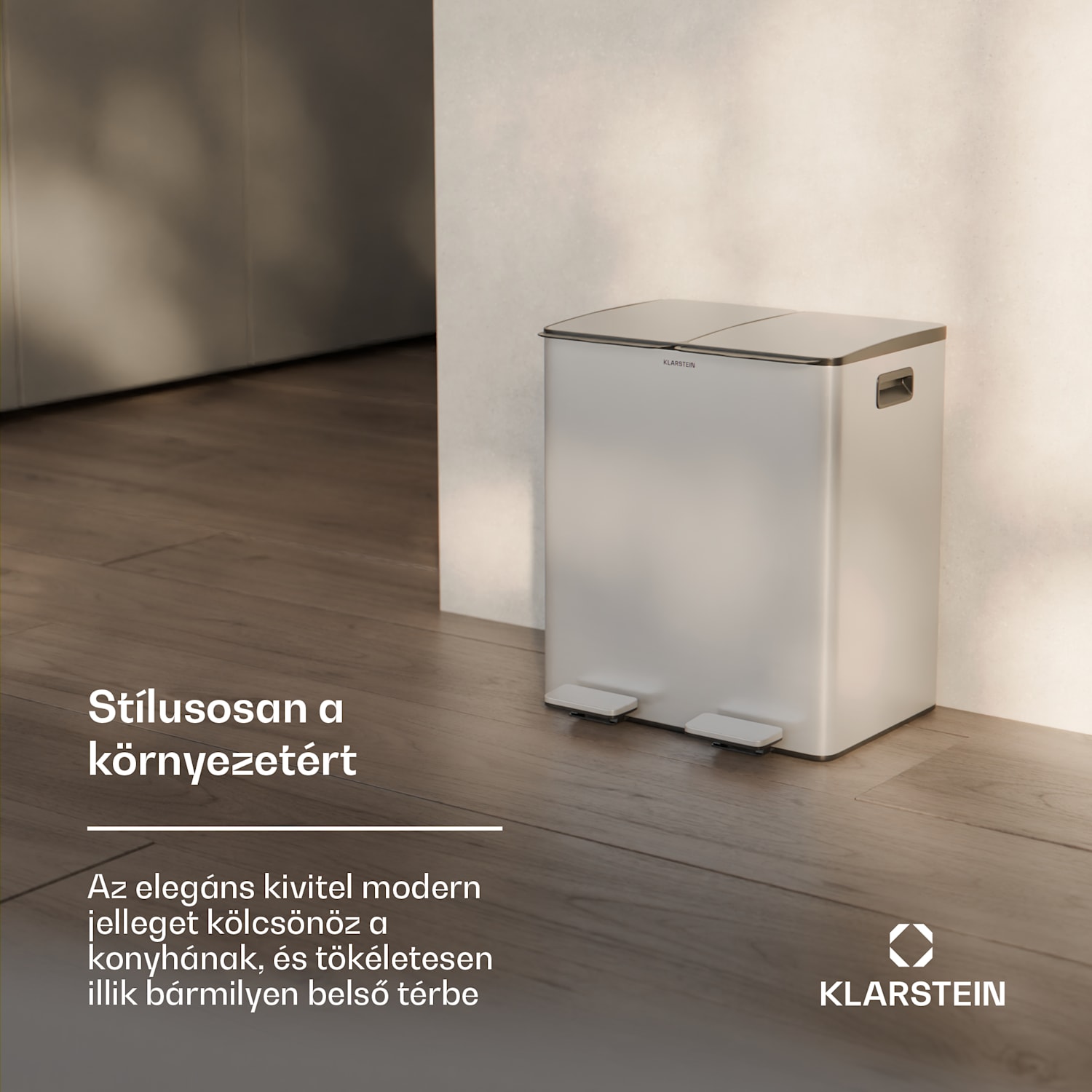 EcoVista, hulladékgyűjtő komposztálóval, 40 l + 3 l/tároló + komposztáló, Soft-Close 40 Ltr | Rozsdamentes acél