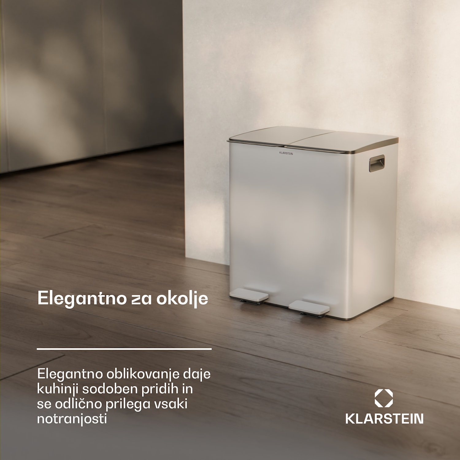 EcoVista, koš za odpadke s kompostnikom, 40 l + 3 l/koš + kompostnik, Soft-Close 40 Ltr | Nerjaveče jeklo