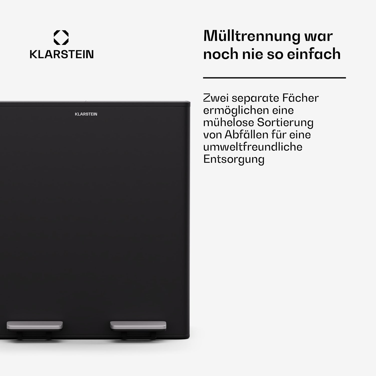 EcoVista Mülleimer mit Kompostbehälter Abfalleimer 40 Liter + 3L Kompostbehälter Soft-Close 40 Ltr | Schwarz