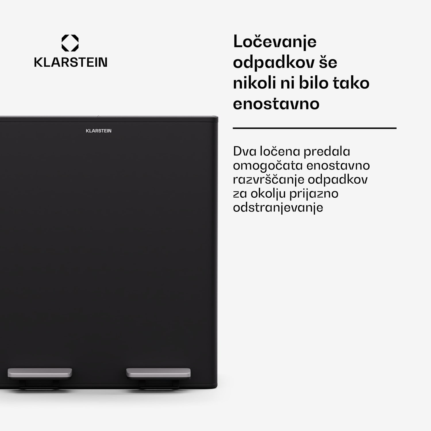 EcoVista, koš za odpadke s kompostnikom, 40 l + 3 l/koš + kompostnik, Soft-Close 40 Ltr | Črna