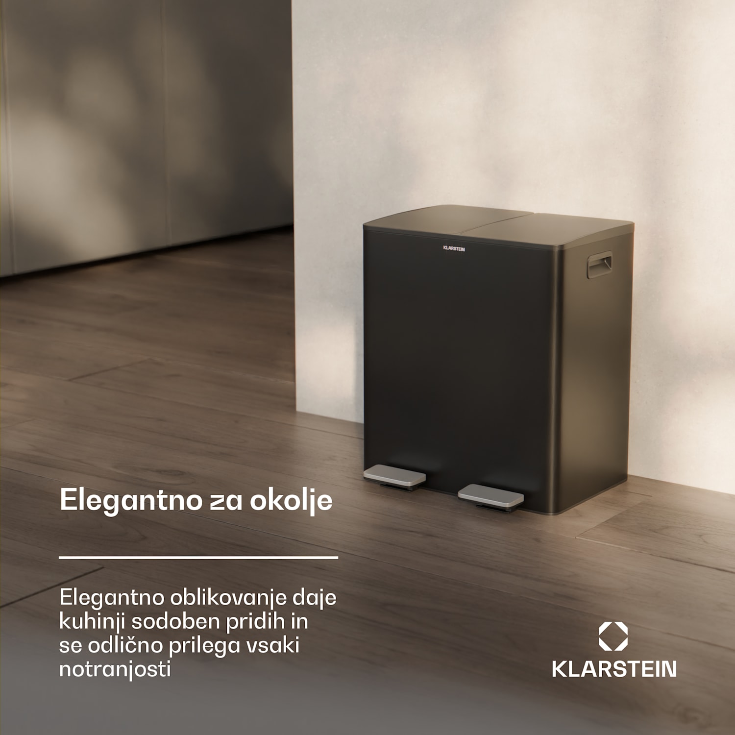 EcoVista, koš za odpadke s kompostnikom, 40 l + 3 l/koš + kompostnik, Soft-Close 40 Ltr | Črna