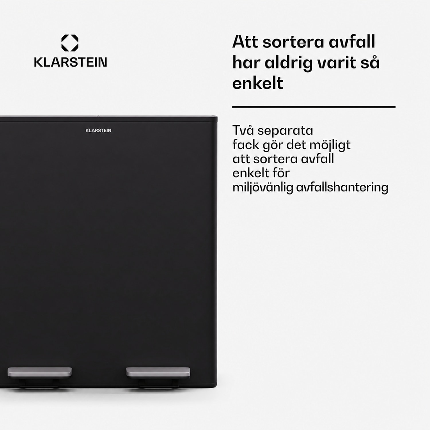EcoVista soptunna med kompostbehållare, 40 liter + 3 liters kompostbehållare, Soft-Close 40 L | Svart
