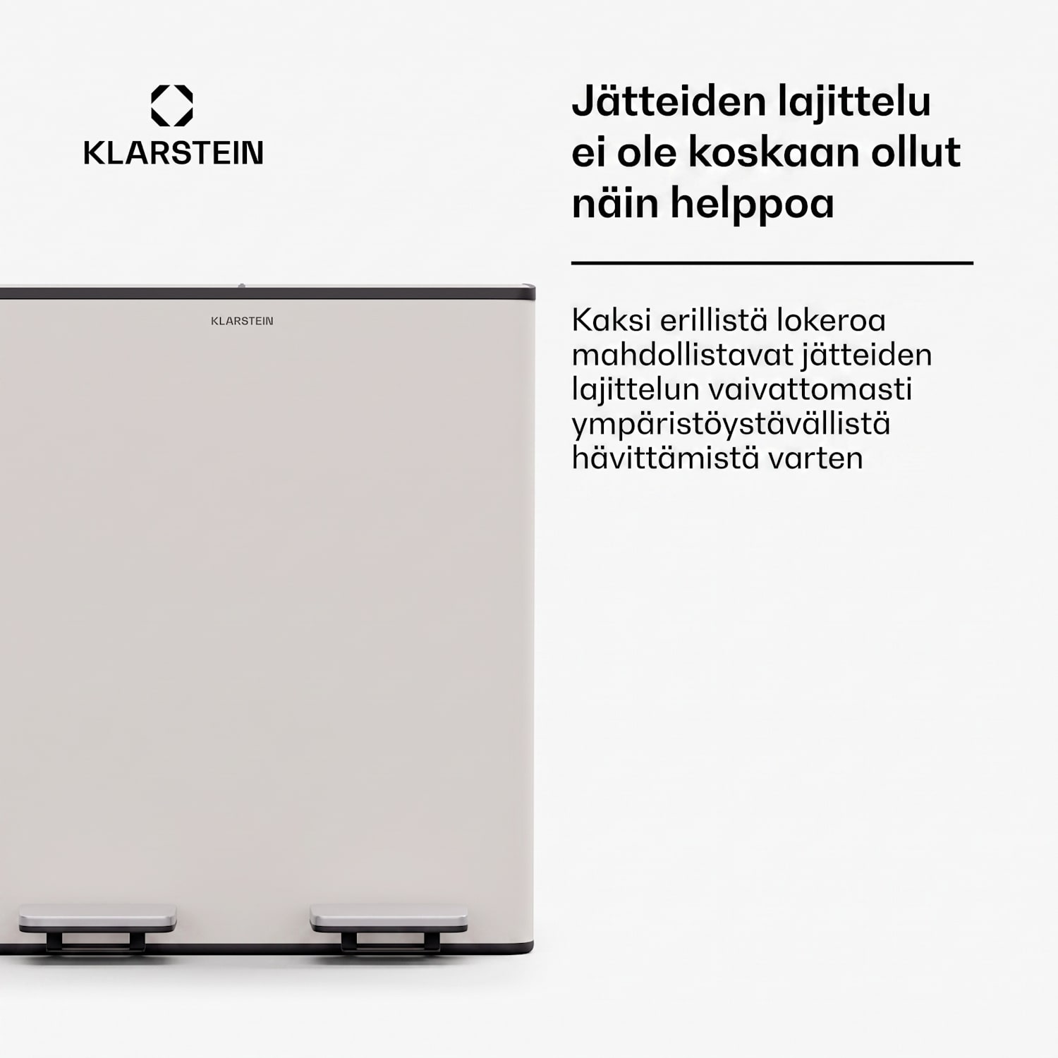 EcoVista-jäteastia biojäteastialla roska-astia 40 litraa + 3 litran kompostiastia Soft Close 40 l | Kermanvärinen