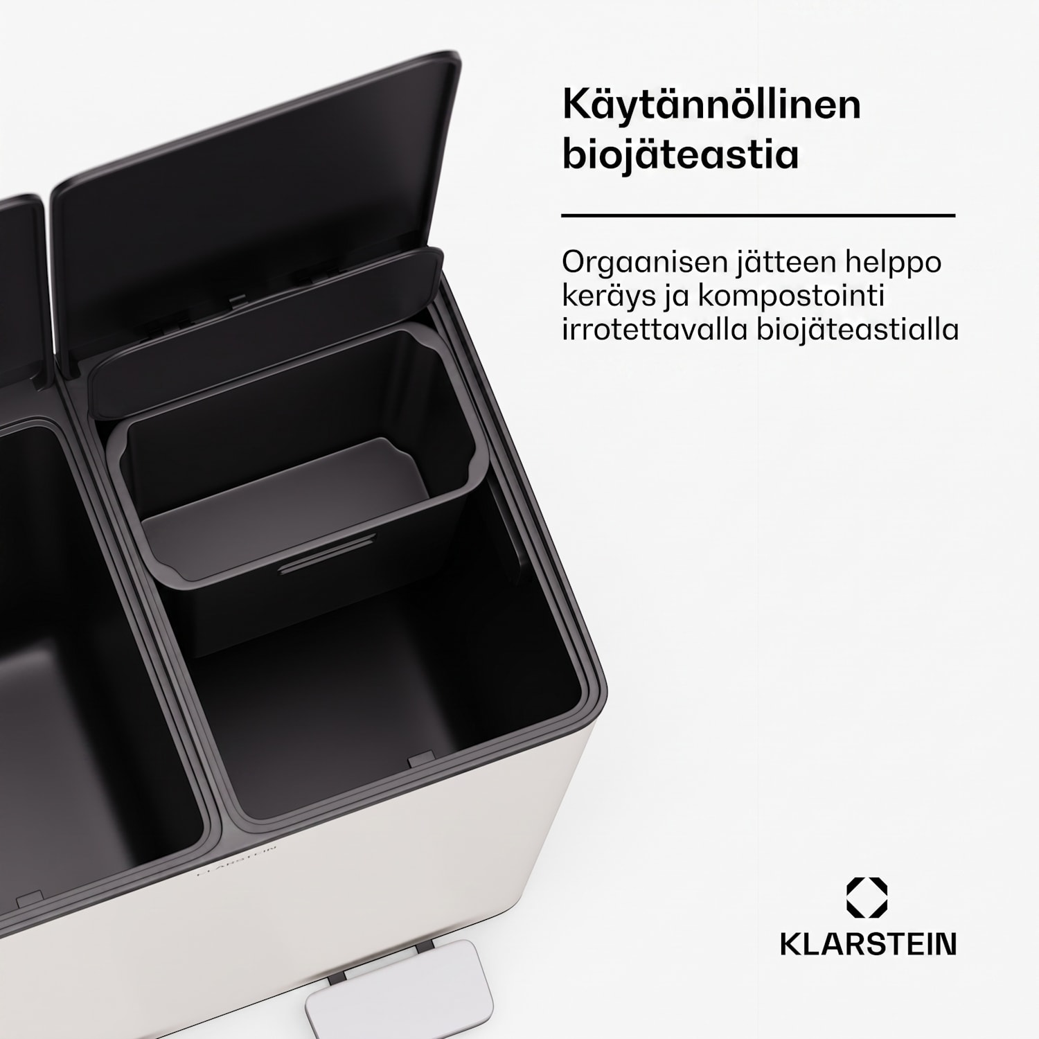 EcoVista-jäteastia biojäteastialla roska-astia 40 litraa + 3 litran kompostiastia Soft Close 40 l | Kermanvärinen