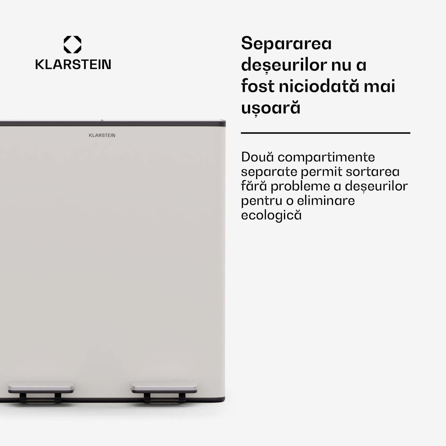 EcoVista, coș de gunoi cu composter, 40 l + 3 l/coș + composter, Soft-Close 40 Ltr | Crem