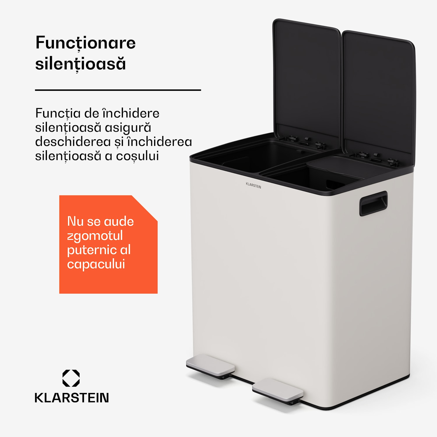 EcoVista, coș de gunoi cu composter, 40 l + 3 l/coș + composter, Soft-Close 40 Ltr | Crem